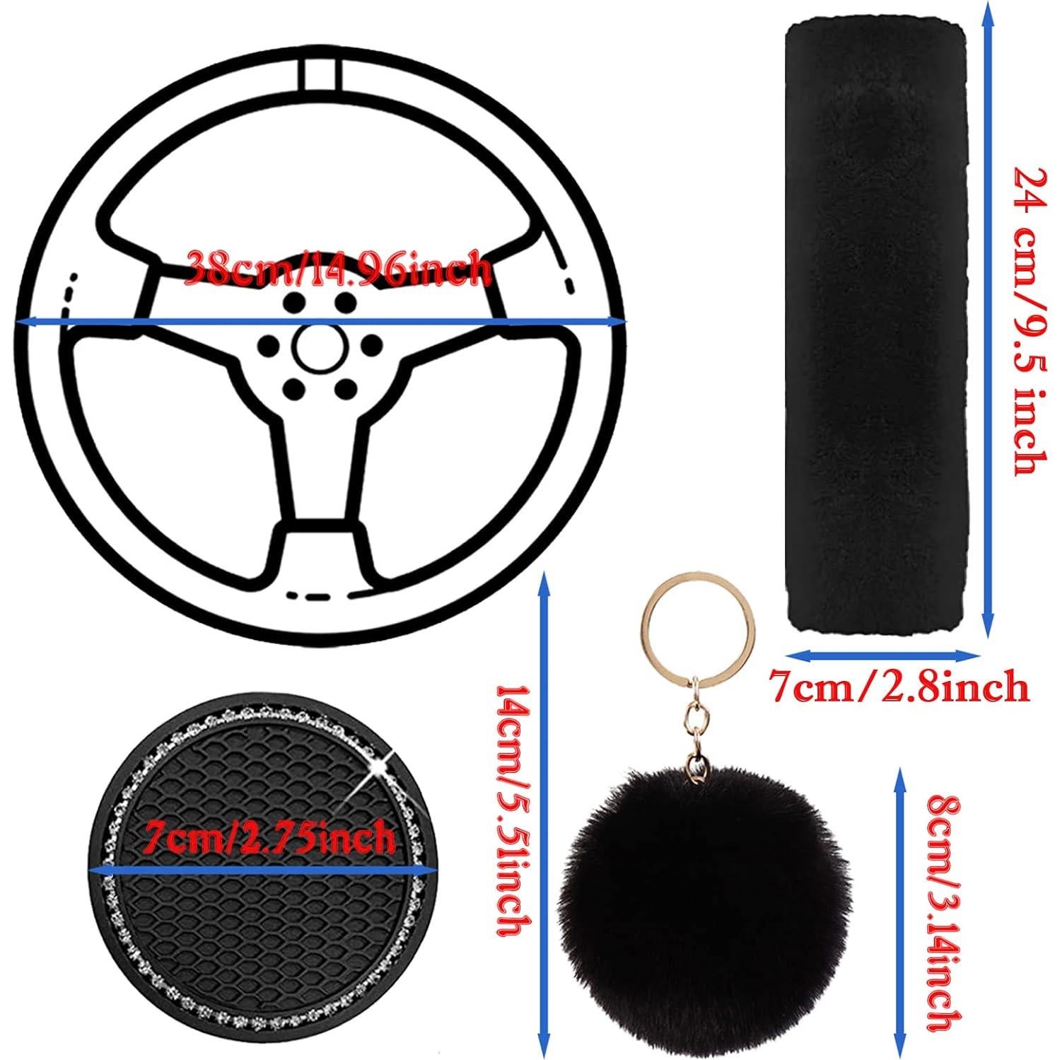 Conjunto de Accesorios de Coche YUNXNYC 8 Piezas Esponjoso Negro