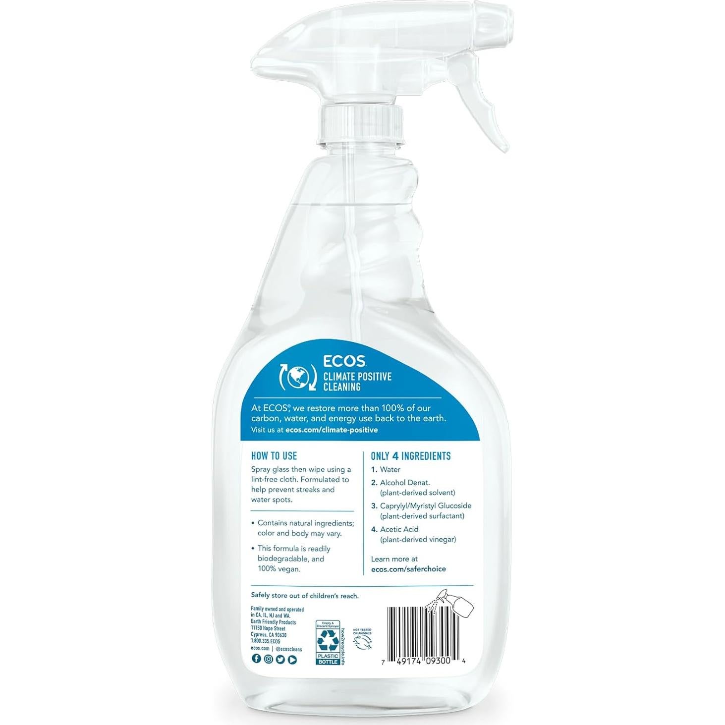 Limpiador de Ventanas ECOS con Vinagre 650 ml - Paquete de 3