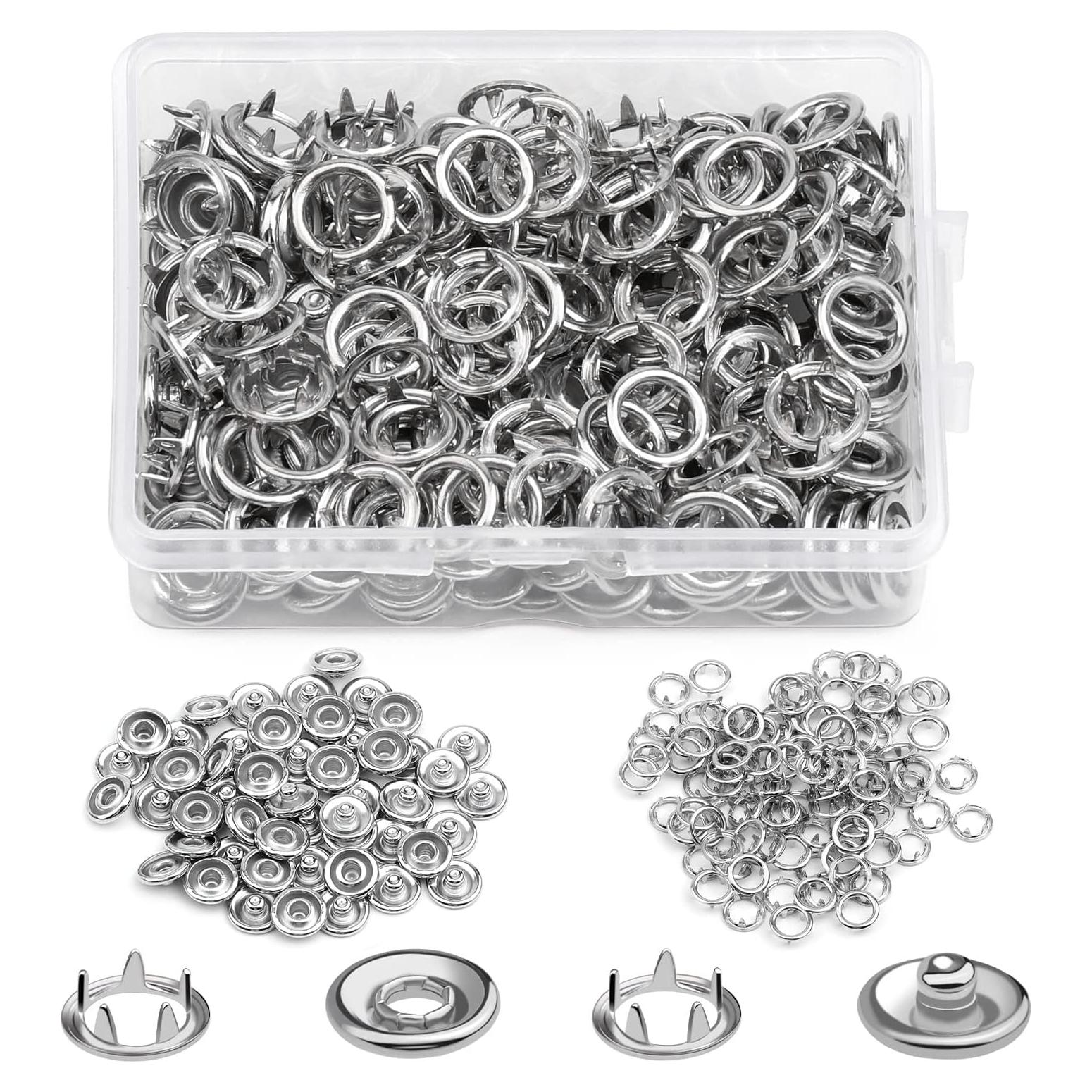 Kit de 50 Botones a Presión TLKKUE 9.5mm Metal Plateado