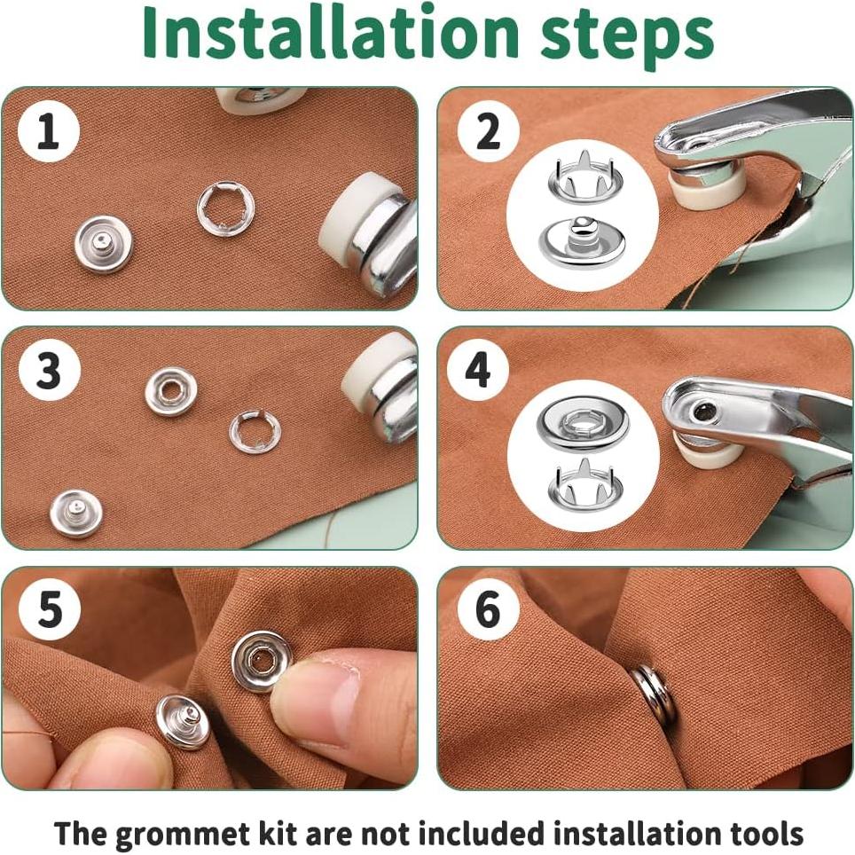 Kit de 50 Botones a Presión TLKKUE 9.5mm Metal Plateado
