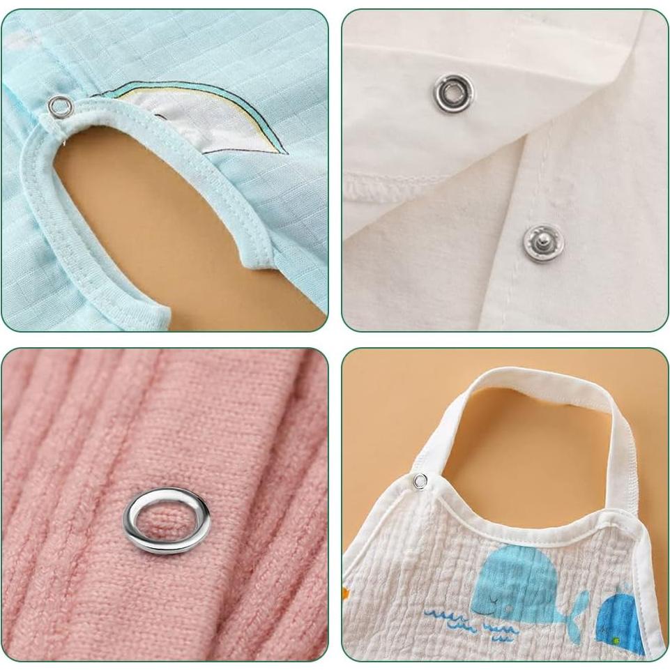 Kit de 50 Botones a Presión TLKKUE 9.5mm Metal Plateado