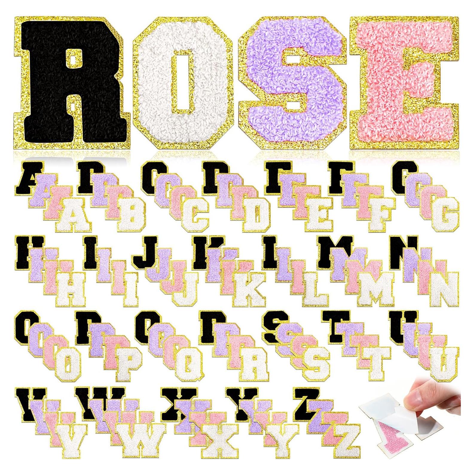 Parches de Letra Chenille Jutom 104 Pcs Autoadhesivos