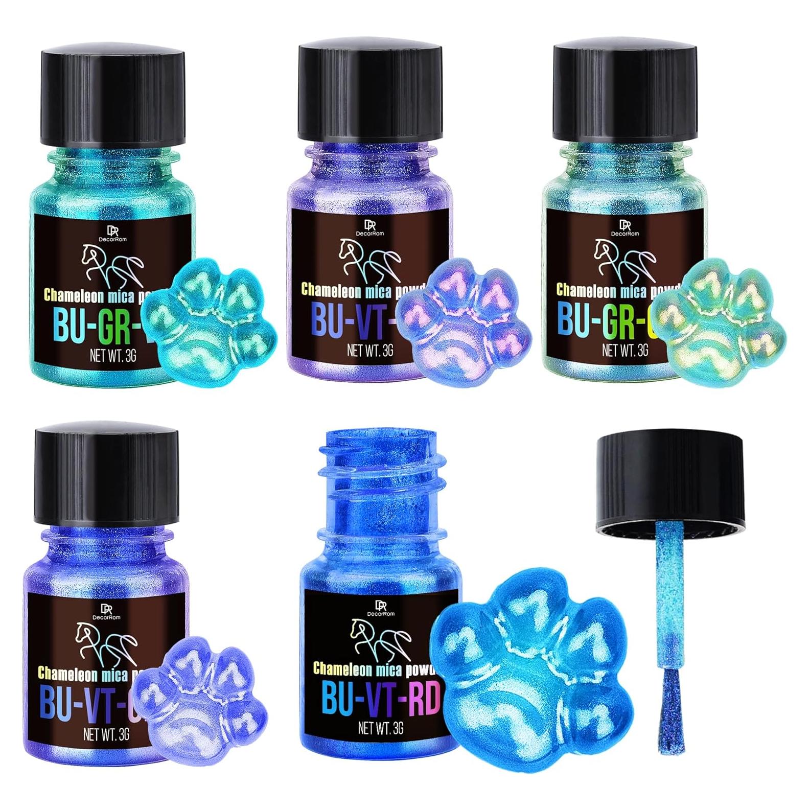 Polvo de Mica Camaleón DecorRom - 5 Frascos 15g Azul