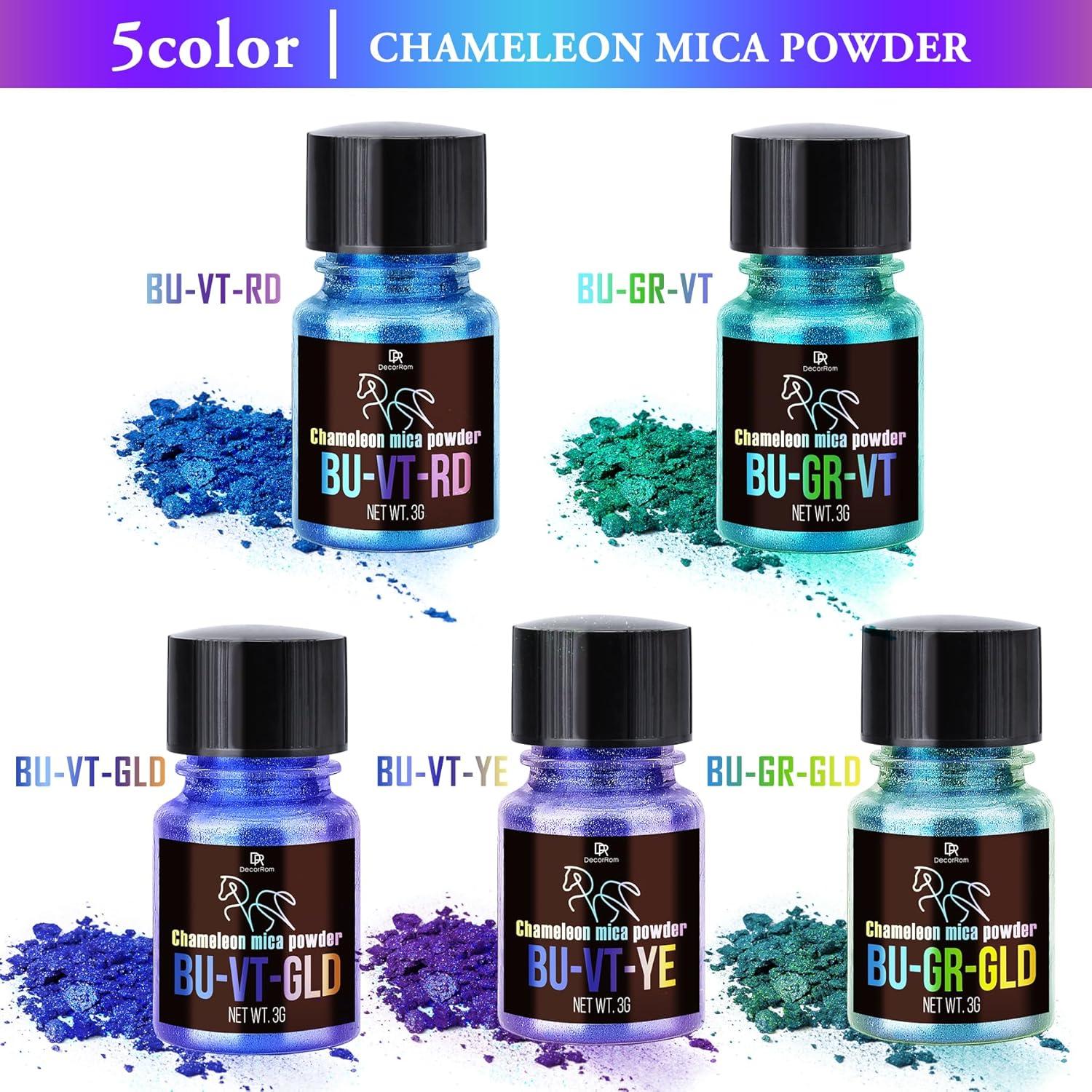 Polvo de Mica Camaleón DecorRom - 5 Frascos 15g Azul