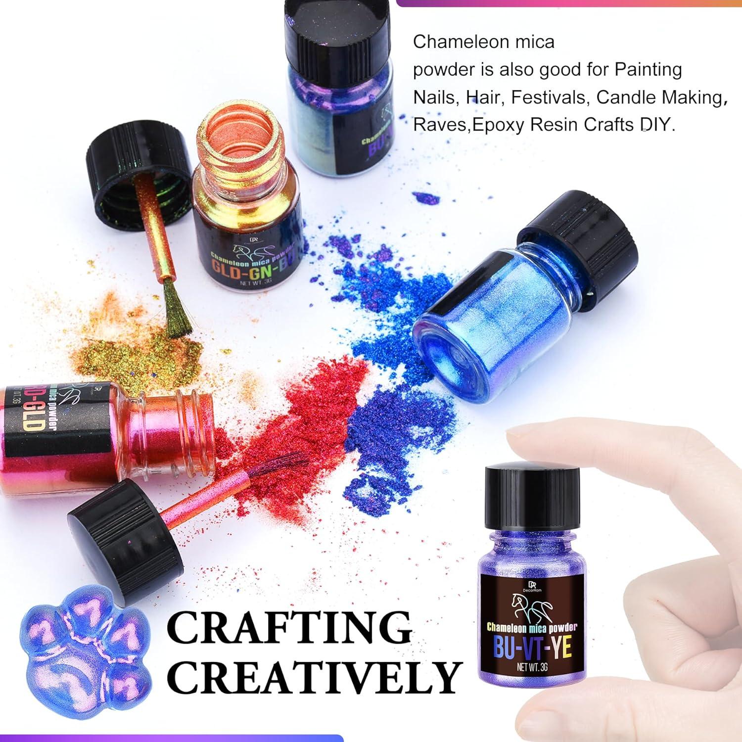 Polvo de Mica Camaleón DecorRom - 5 Frascos 15g Azul