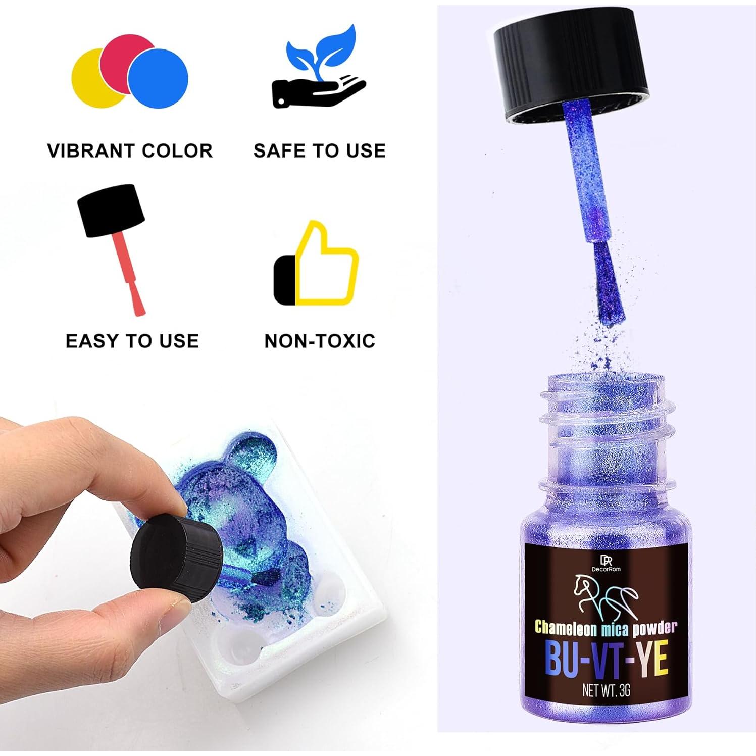 Polvo de Mica Camaleón DecorRom - 5 Frascos 15g Azul