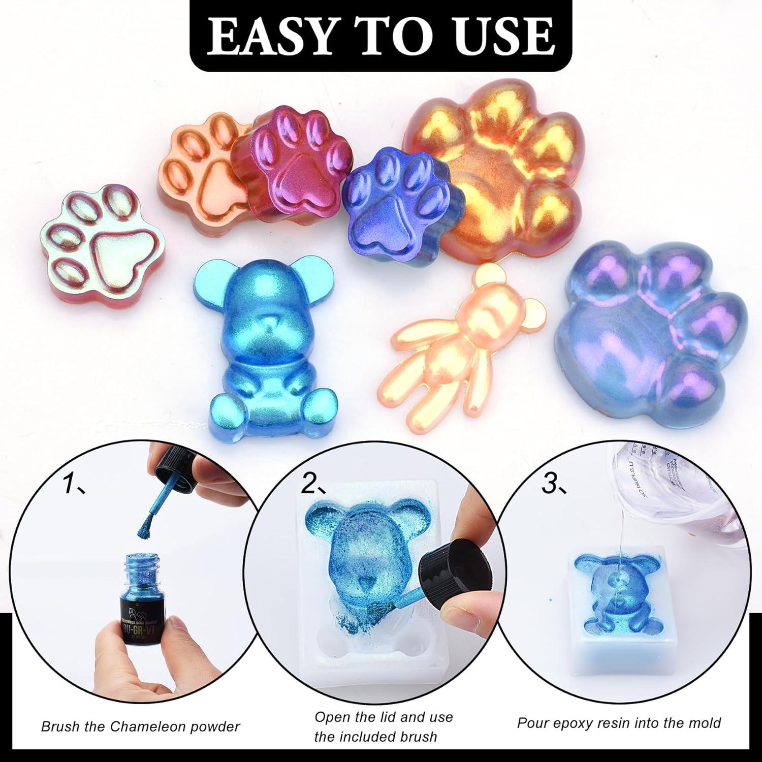 Polvo de Mica Camaleón DecorRom - 5 Frascos 15g Azul