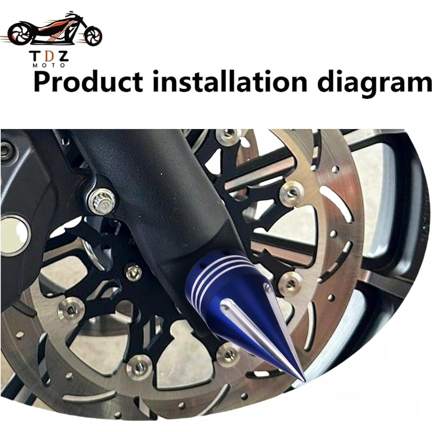 Cubiertas de Tuerca de Eje Delantero TDZ Azul 9.14 cm para Harley