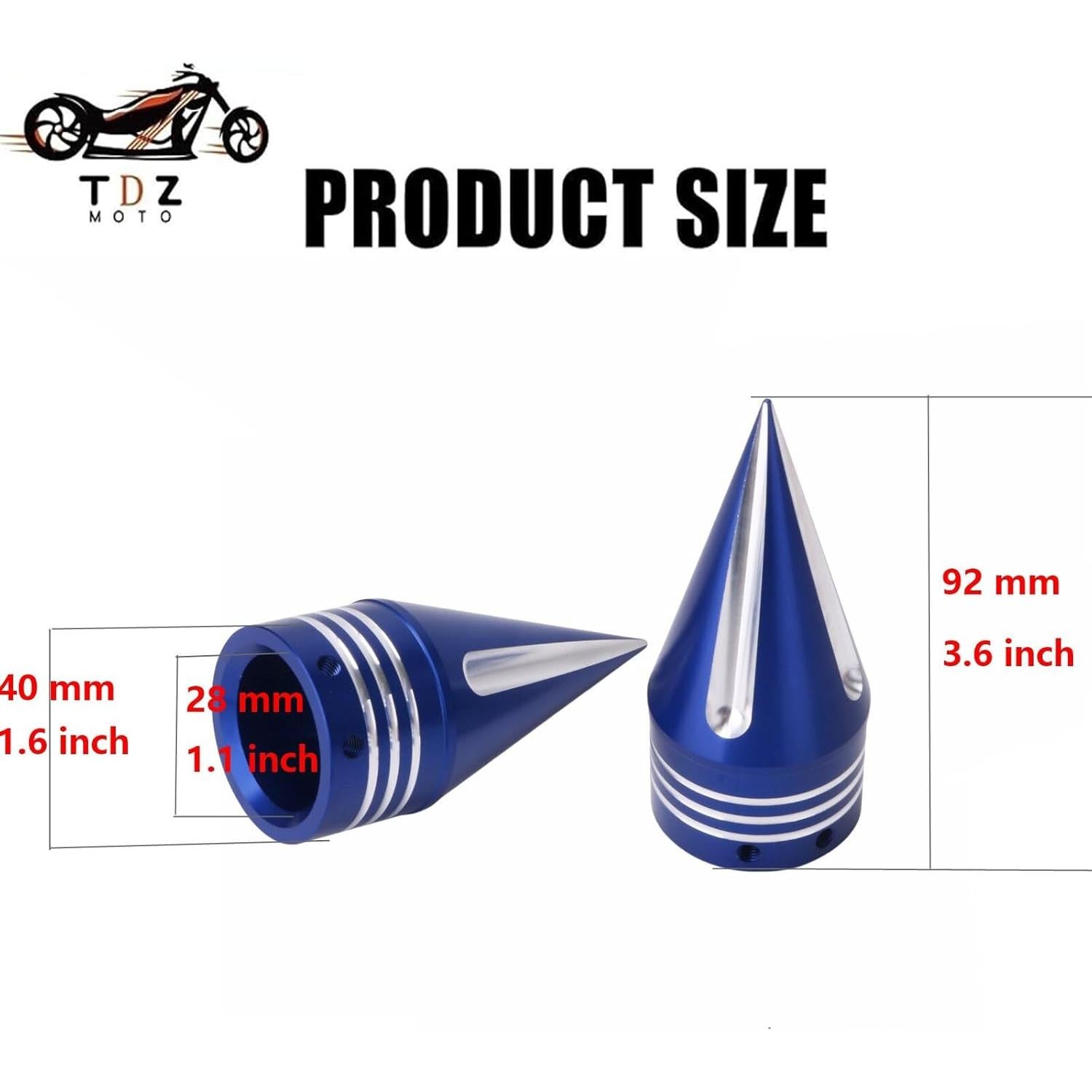 Cubiertas de Tuerca de Eje Delantero TDZ Azul 9.14 cm para Harley