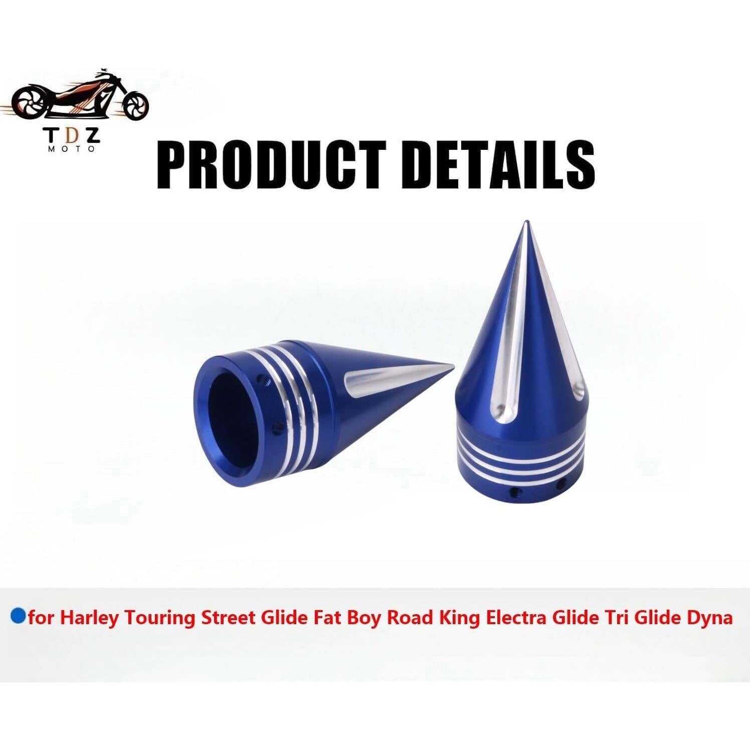 Cubiertas de Tuerca de Eje Delantero TDZ Azul 9.14 cm para Harley
