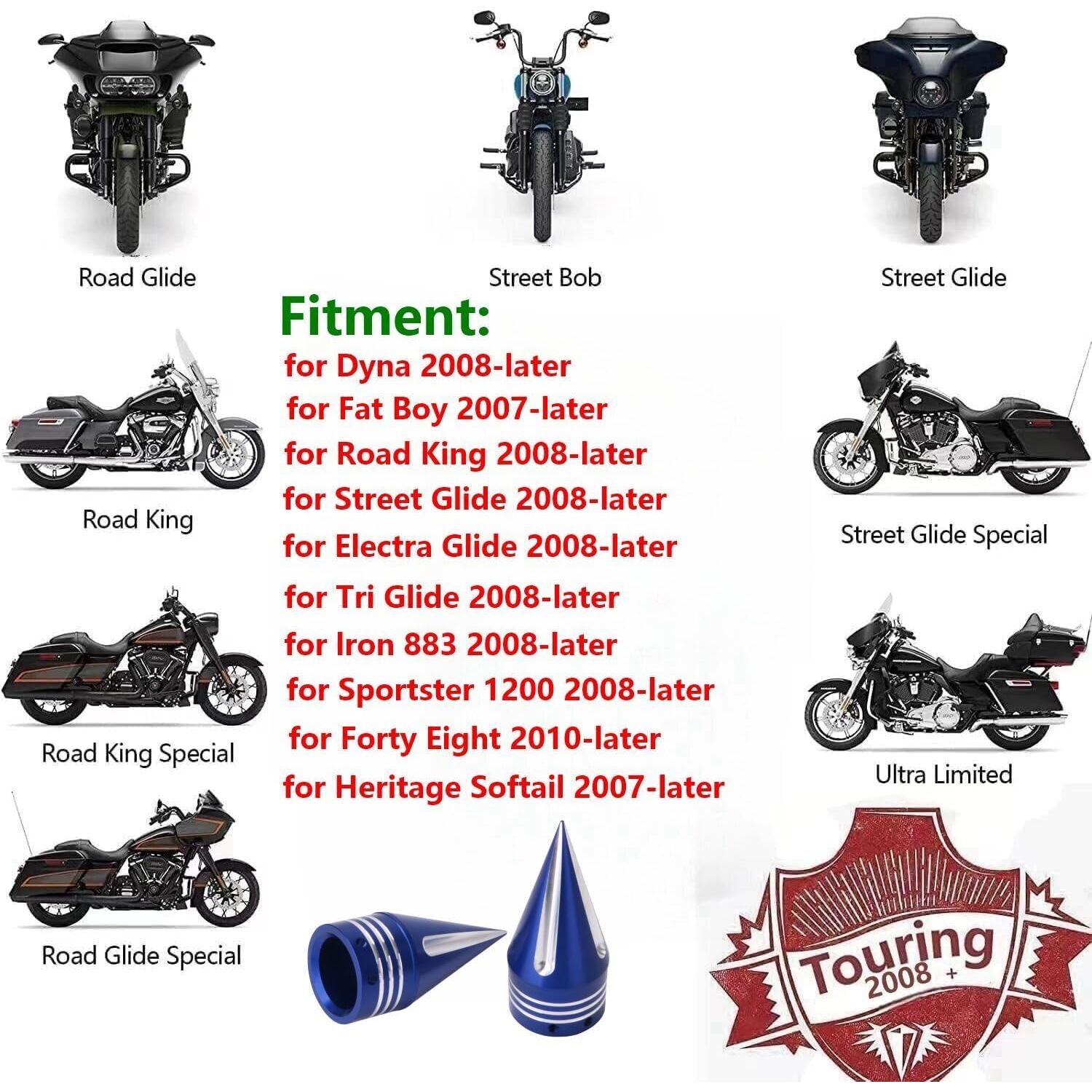 Cubiertas de Tuerca de Eje Delantero TDZ Azul 9.14 cm para Harley