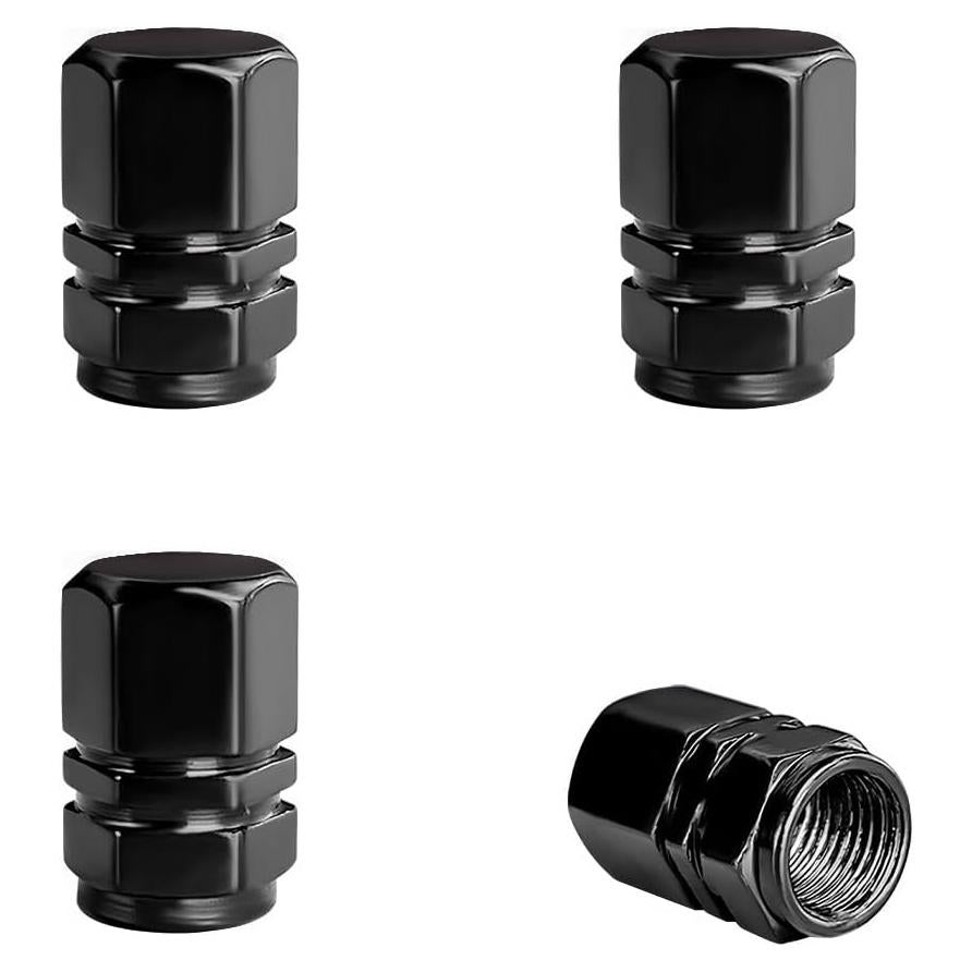 4 Tapas de Válvula de Neumático Wevdn Aluminio Negro