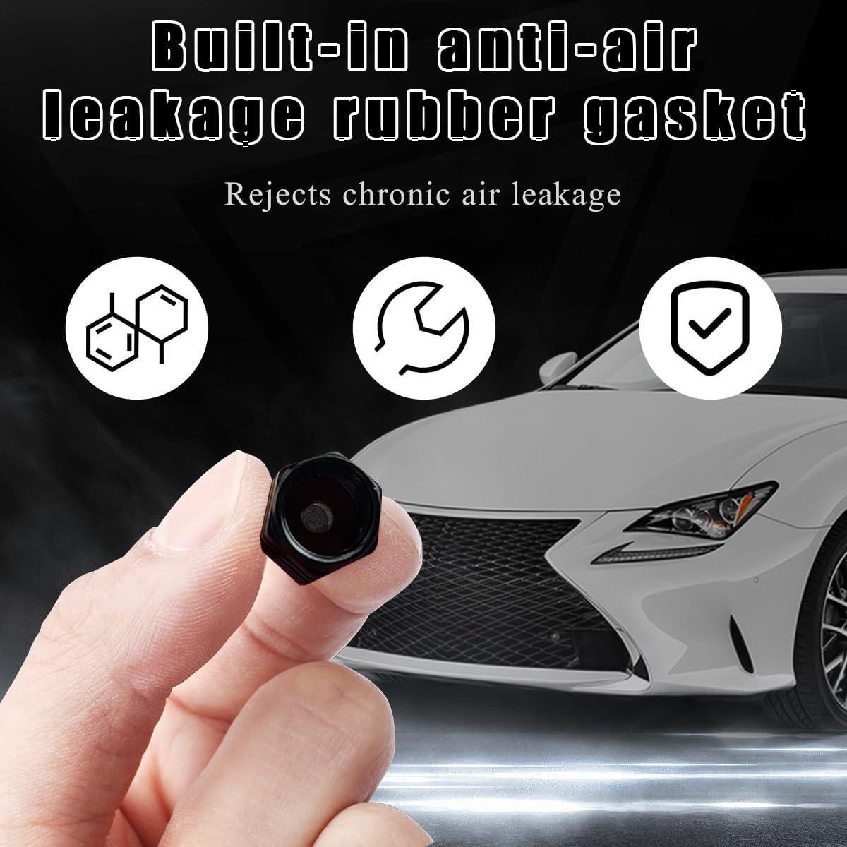 4 Tapas de Válvula de Neumático Wevdn Aluminio Negro