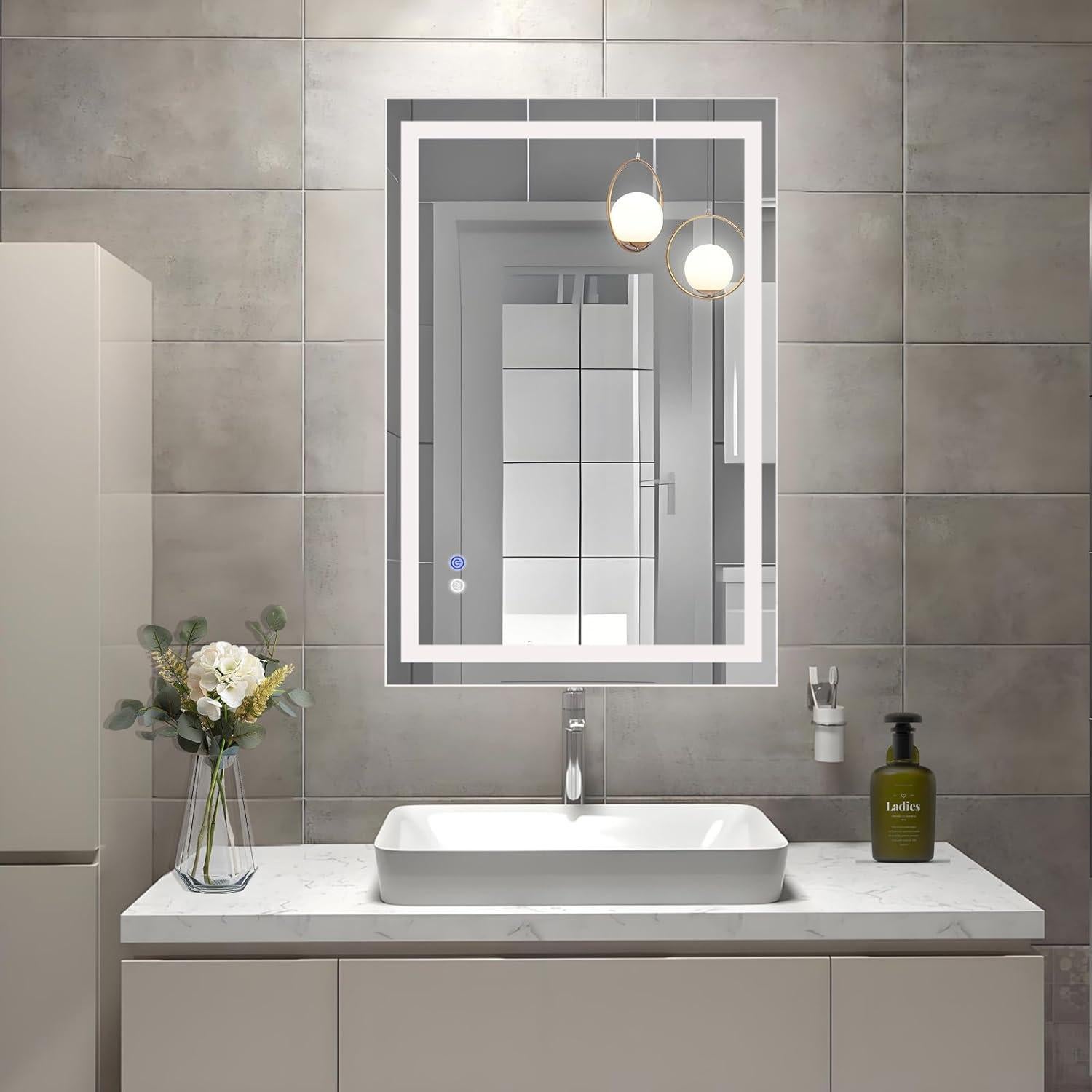 Espejo de Baño LED Beelux 40x60 cm Antivaho Táctil 3 Colores