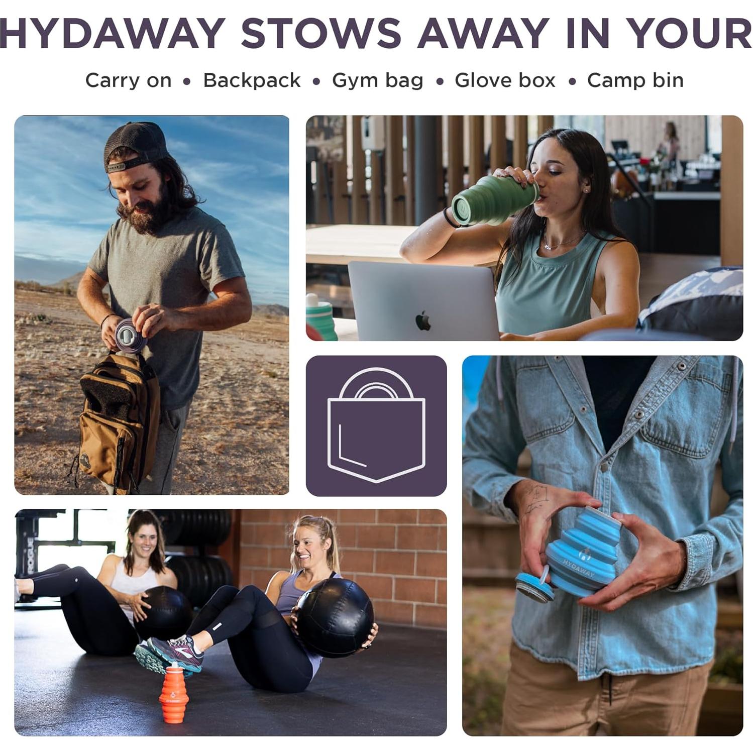 Botella de Agua Plegable HYDAWAY 750ml - Silicona Reutilizable