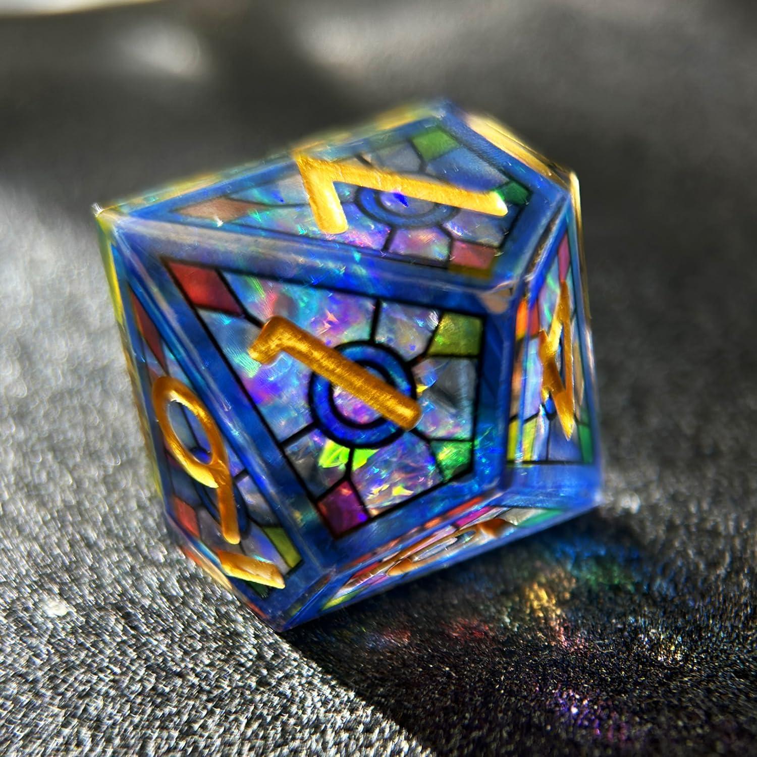 Juego de Dados de Resina HAOMEJA 7pcs Efecto Vidrio Templado