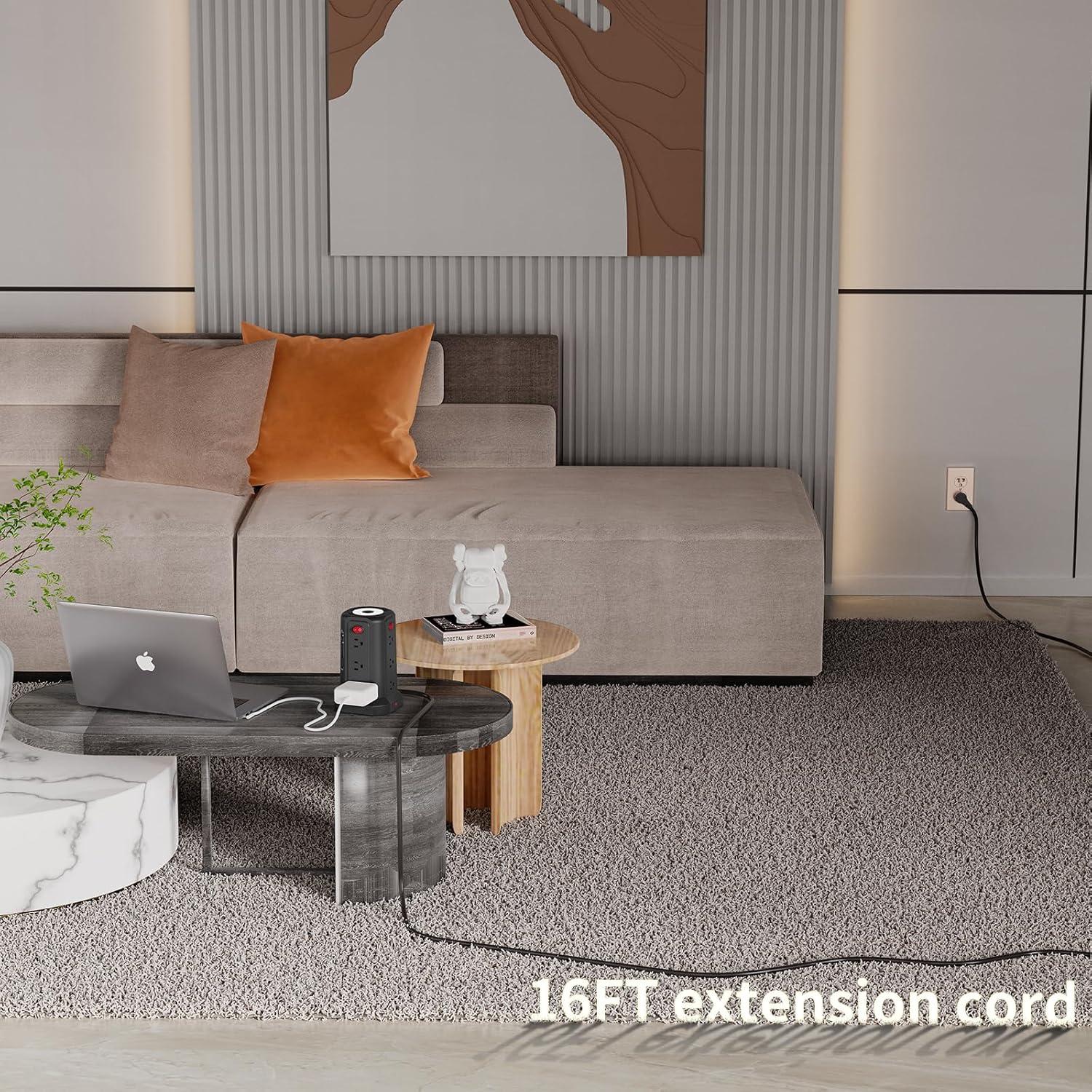 Protector de Sobretensión PASSUS 16 Pies con USB C y Luz Nocturna