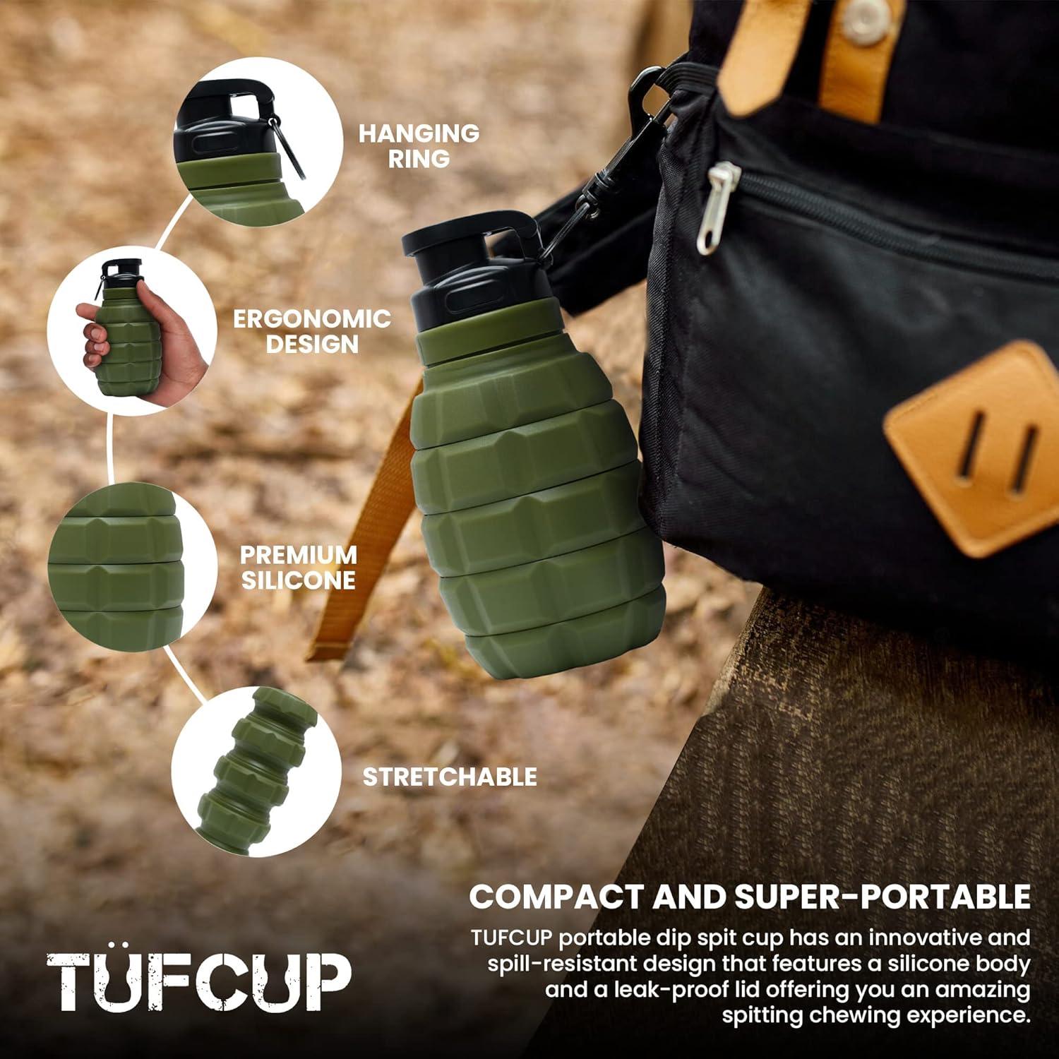 Taza Escupidera TUFCUP Verde Militar Plegable a Prueba de Fugas