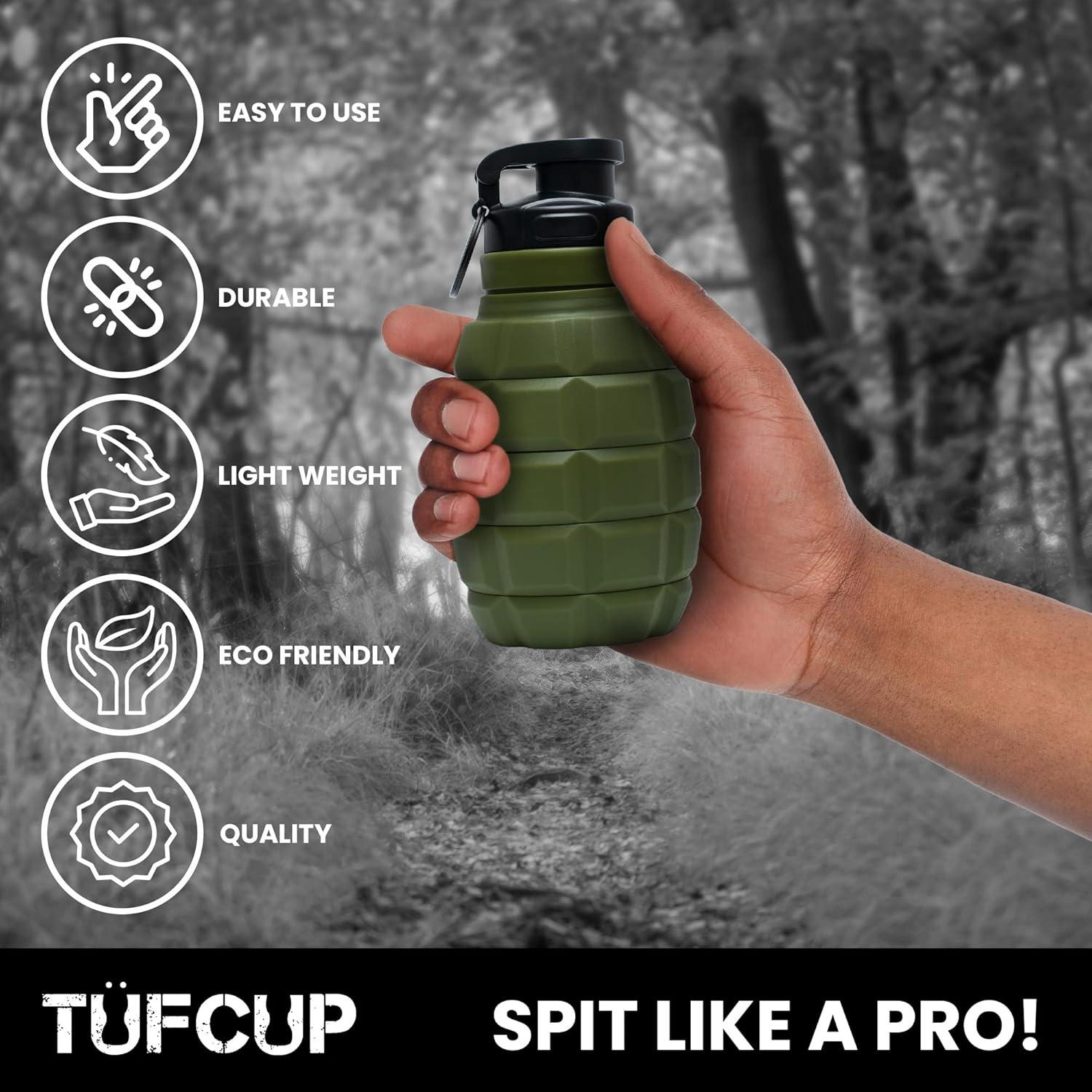 Taza Escupidera TUFCUP Verde Militar Plegable a Prueba de Fugas