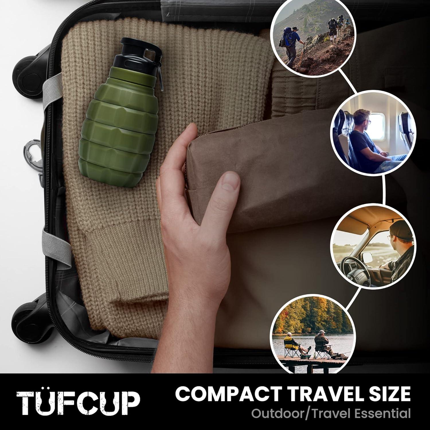 Taza Escupidera TUFCUP Verde Militar Plegable a Prueba de Fugas