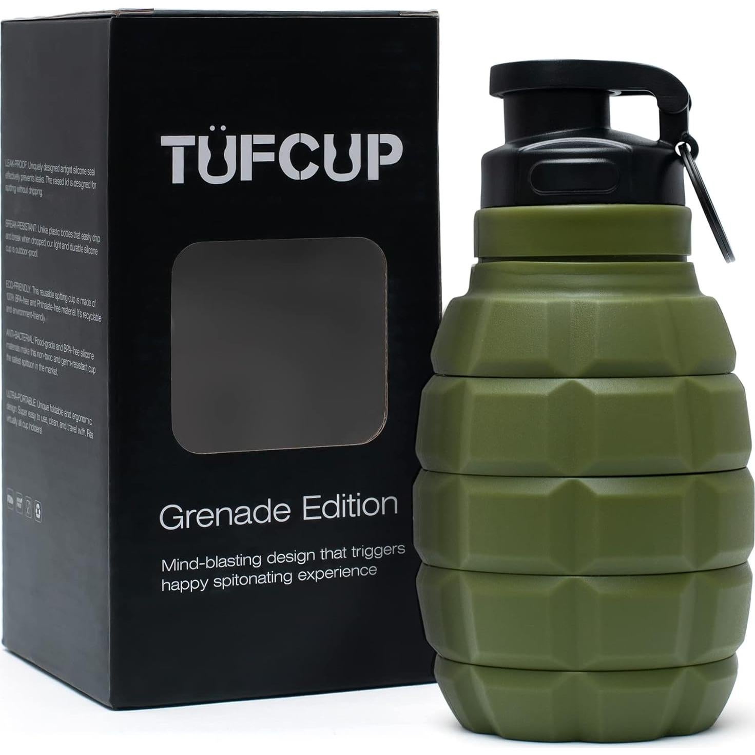 Taza Escupidera TUFCUP Verde Militar Plegable a Prueba de Fugas