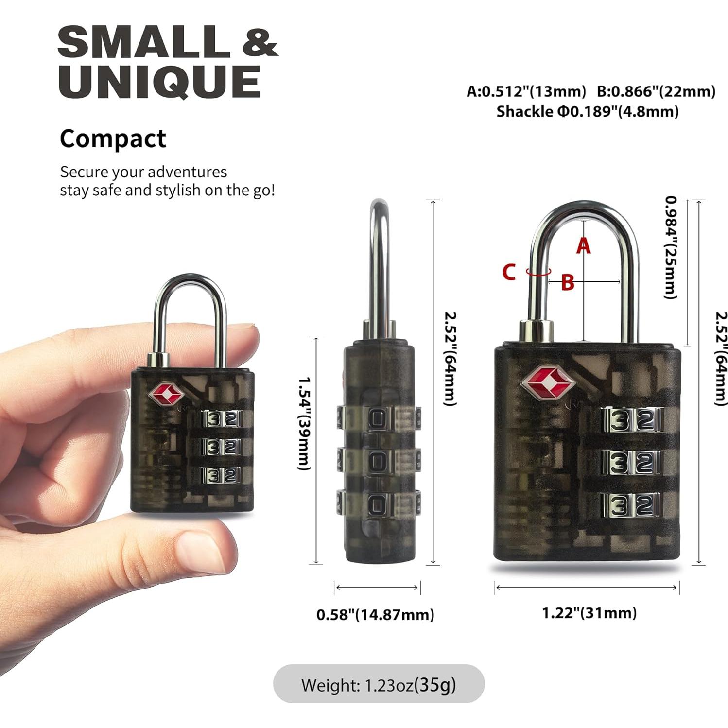 Candado TSA de Combinación UP Security 3 Dígitos Negro