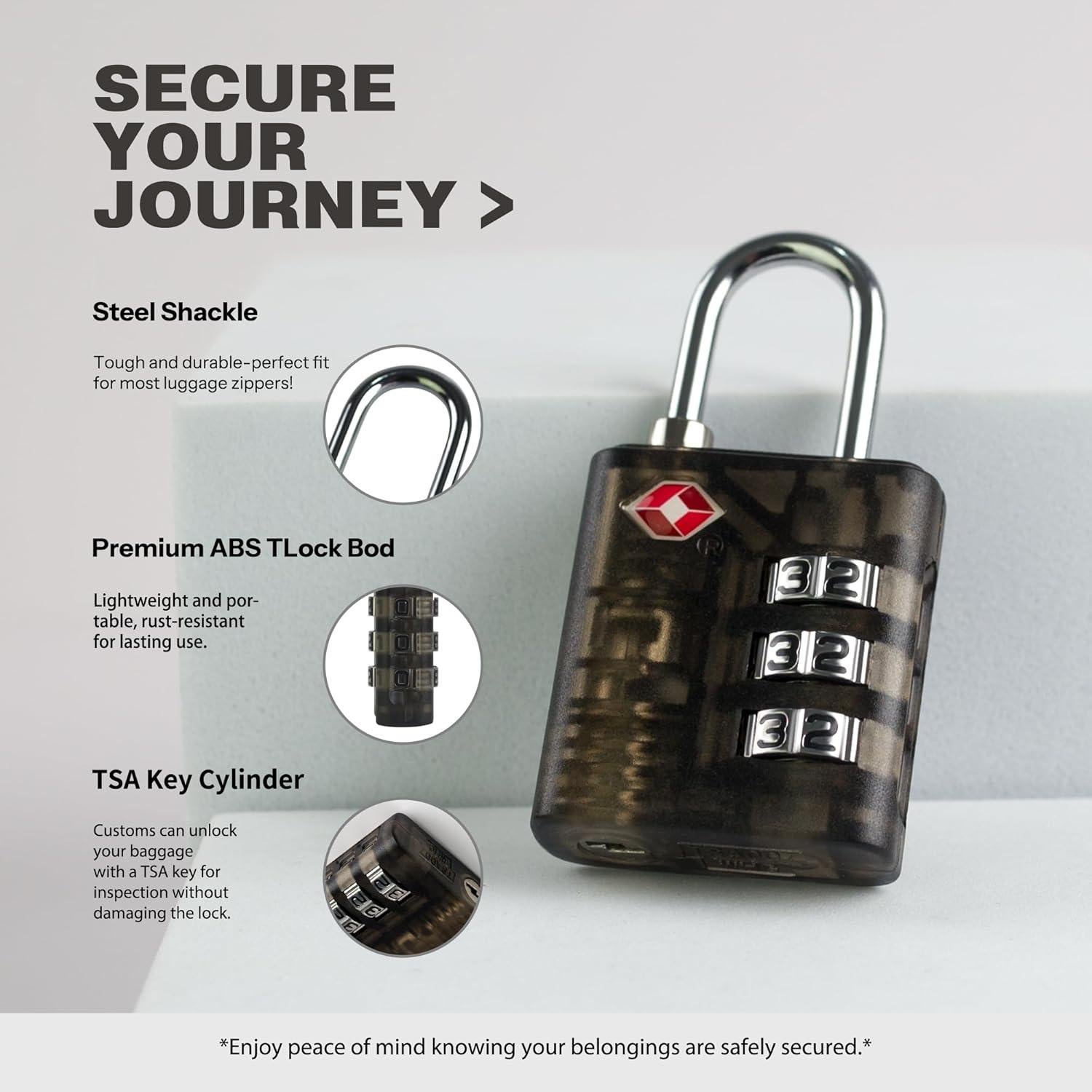 Candado TSA de Combinación UP Security 3 Dígitos Negro