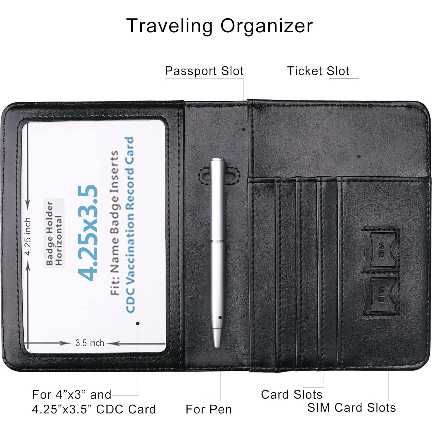 Cartera para Pasaporte WALNEW con Bloqueo RFID, Negro