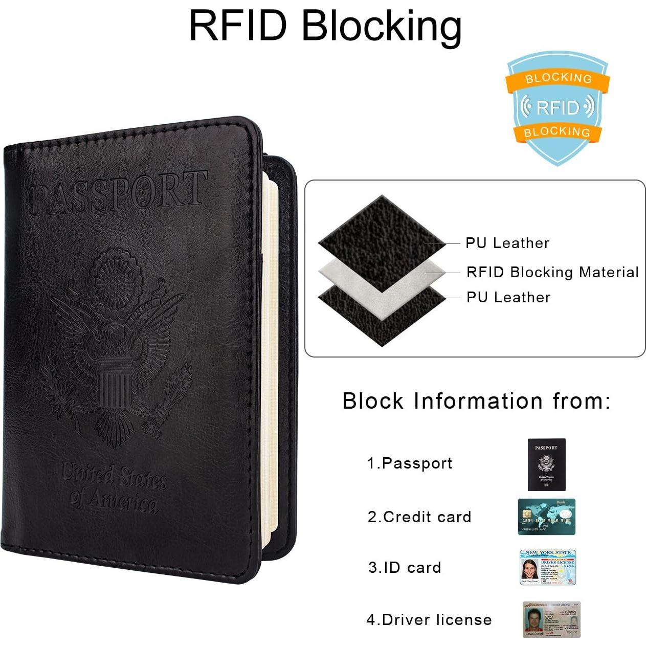 Cartera para Pasaporte WALNEW con Bloqueo RFID, Negro