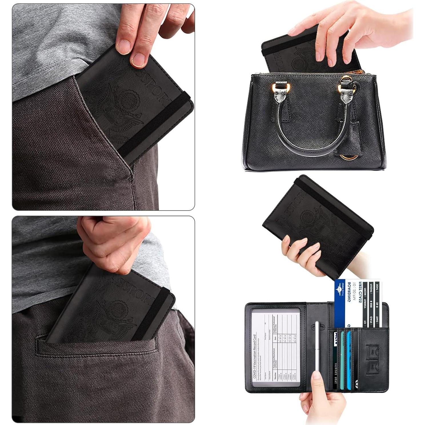 Cartera para Pasaporte WALNEW con Bloqueo RFID, Negro
