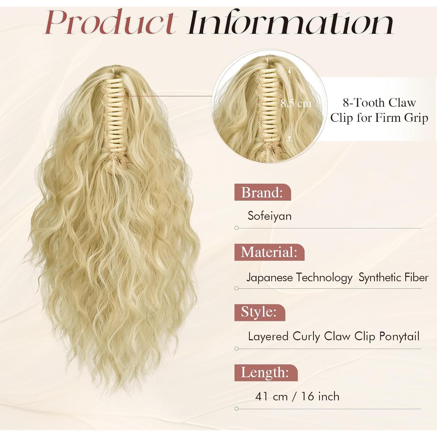 Extensión de Cola de Caballo Sofeiyan 40.64 cm Rizada Sintética