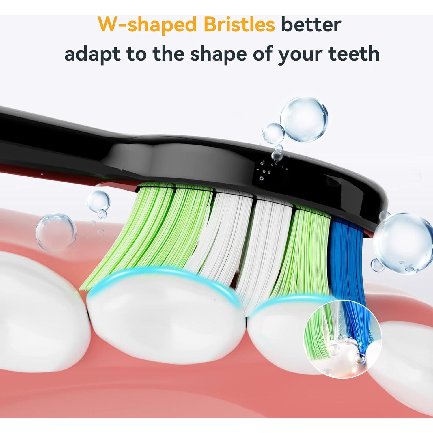 Cabezas de cepillo de dientes JTF Sonic P200, paquete de 3, negro