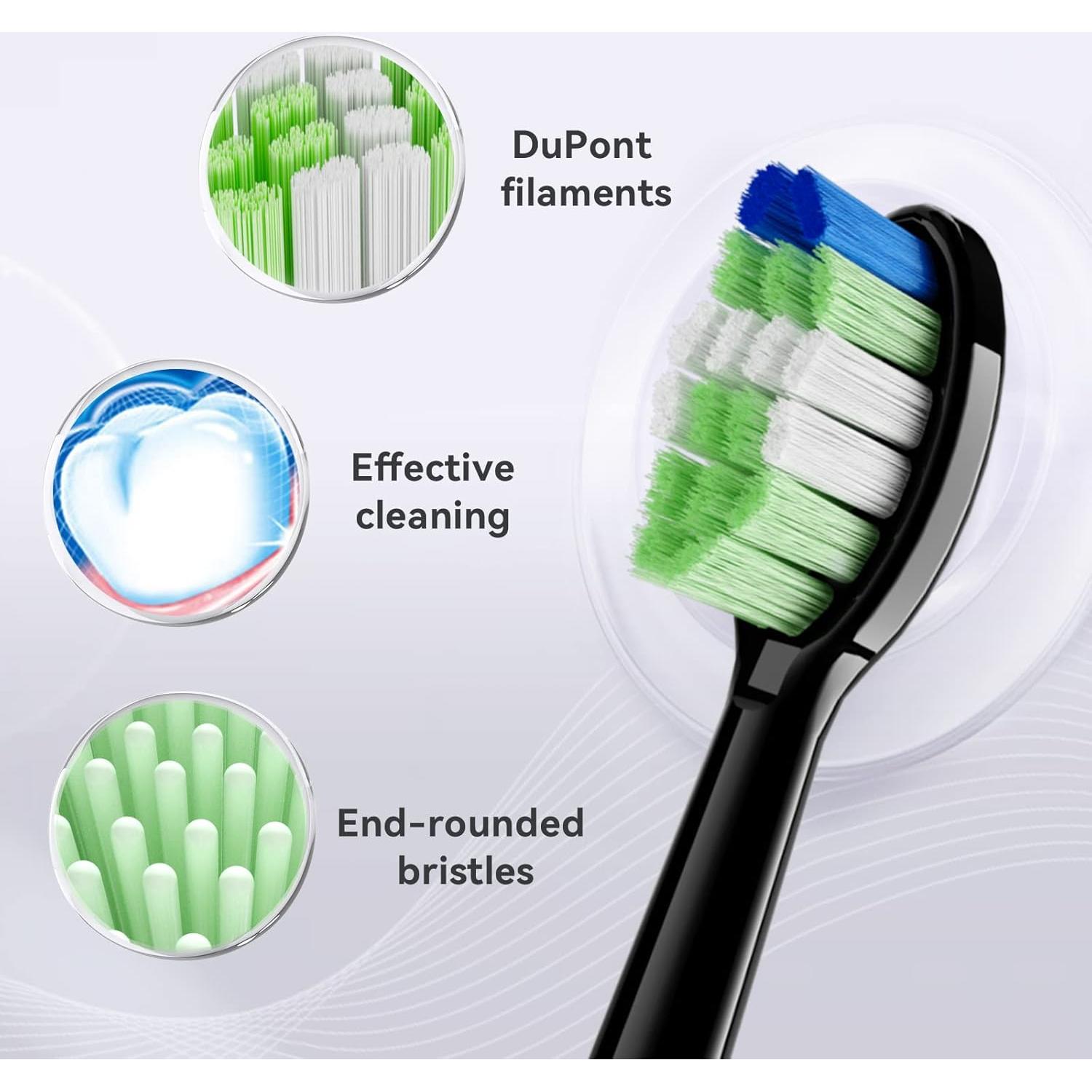 Cabezas de cepillo de dientes JTF Sonic P200, paquete de 3, negro