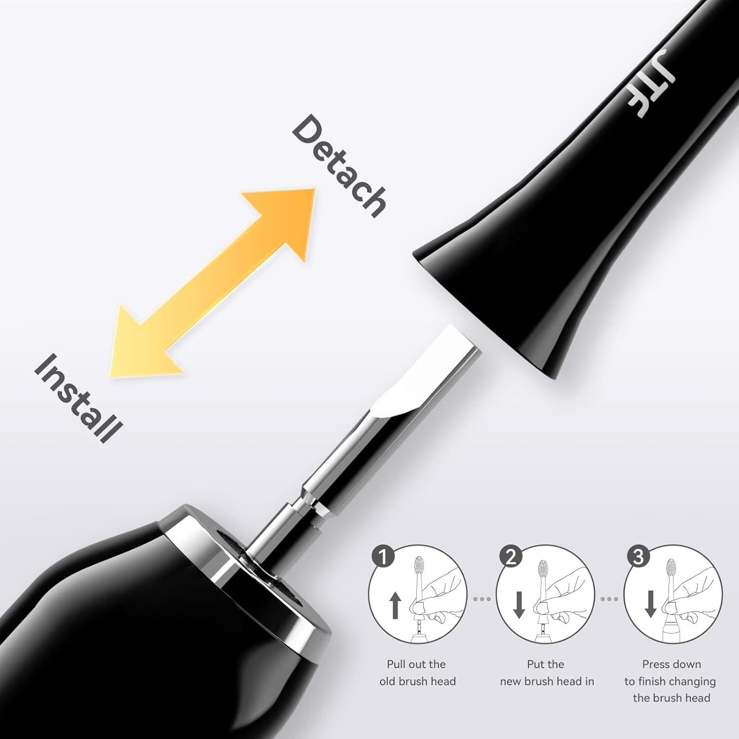 Cabezas de cepillo de dientes JTF Sonic P200, paquete de 3, negro