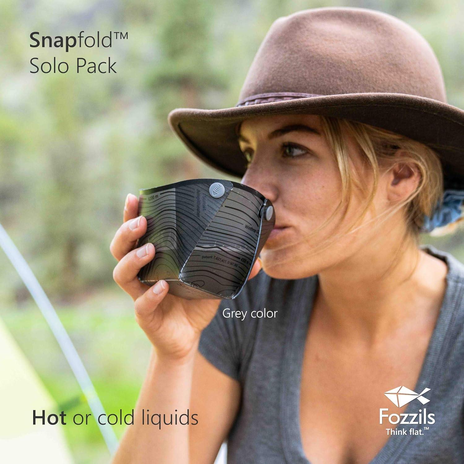 Fozzils Solo Pack - Taza, Cuenco y Plato Plegables Gris