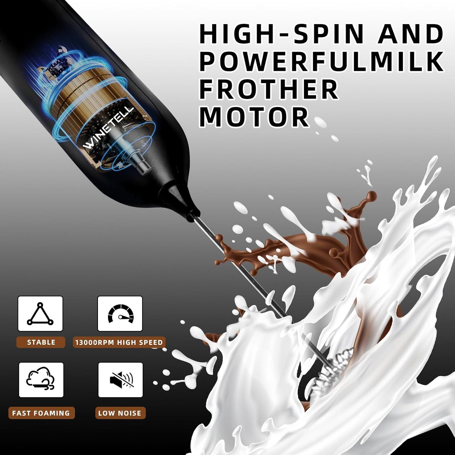 Espumador de Leche Eléctrico WINETELL-003 Recargable USB-C 300ml