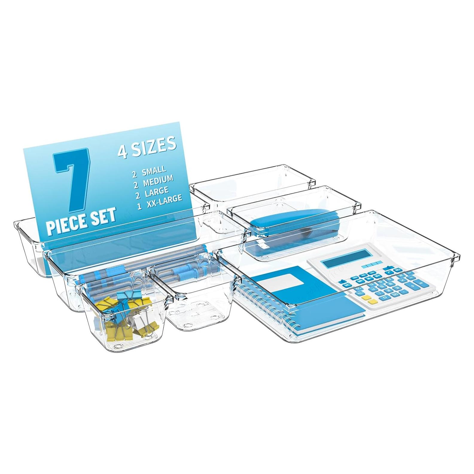 Juego de 7 Organizadores de Cajones SuoXing - Plástico Transparente