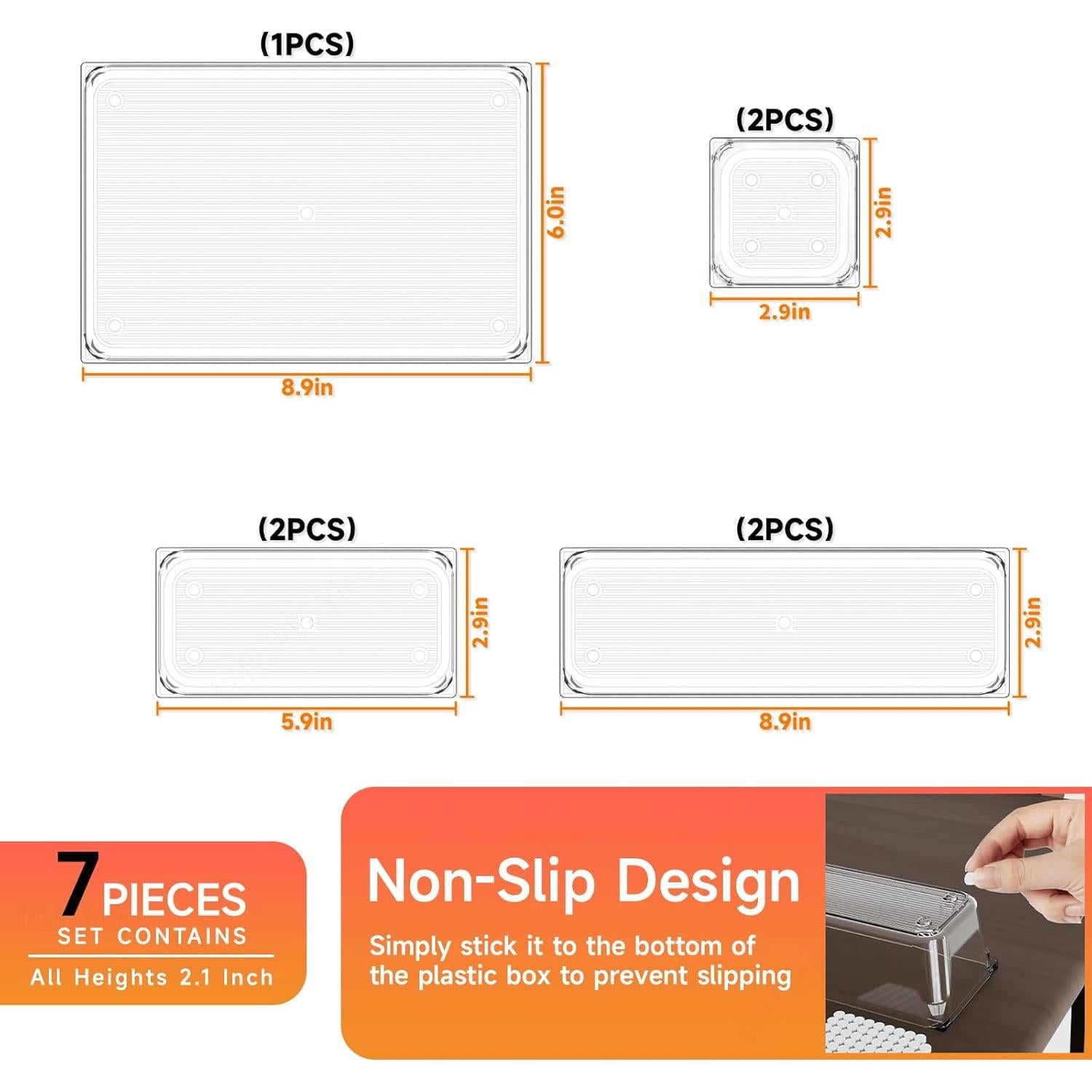 Juego de 7 Organizadores de Cajones SuoXing - Plástico Transparente