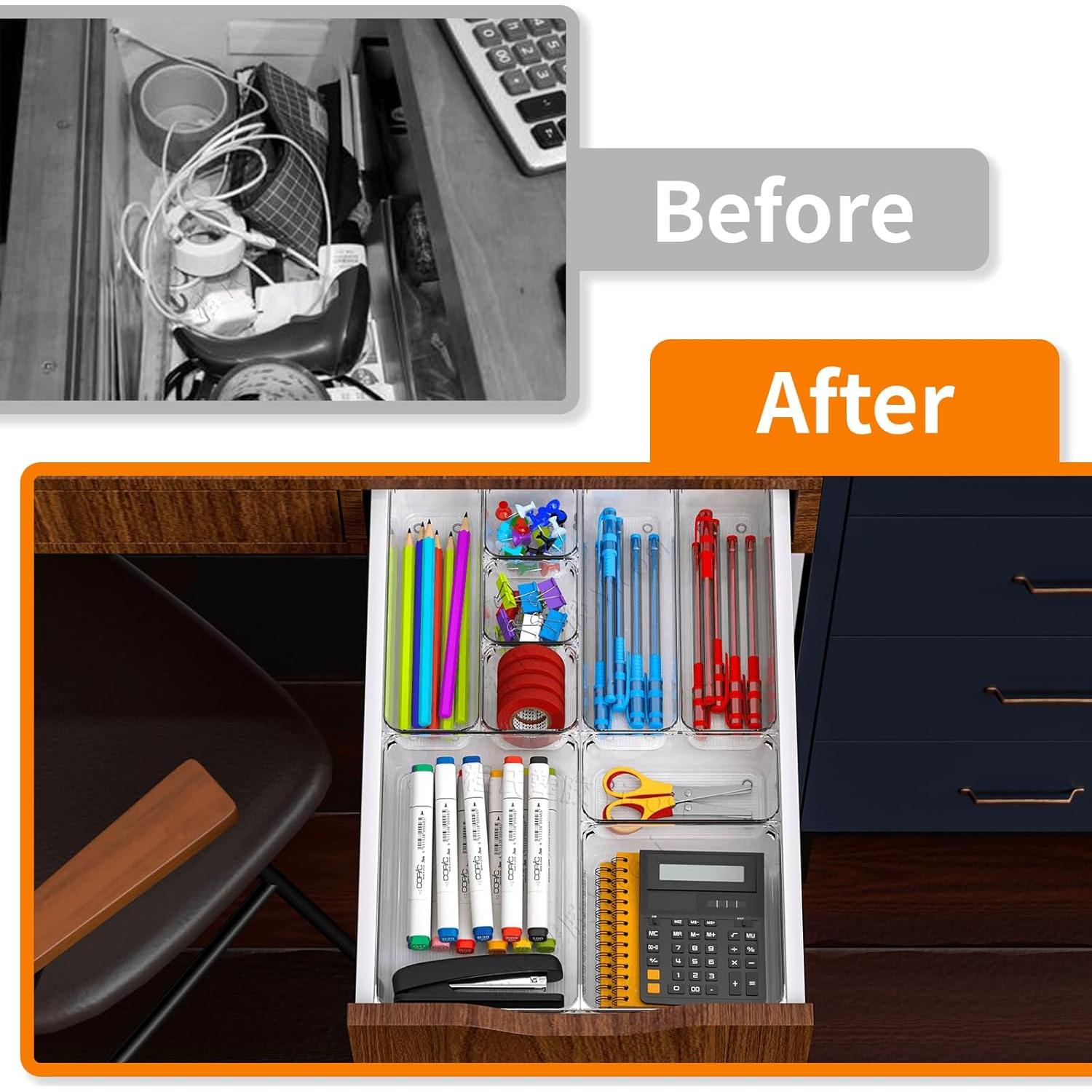 Juego de 7 Organizadores de Cajones SuoXing - Plástico Transparente