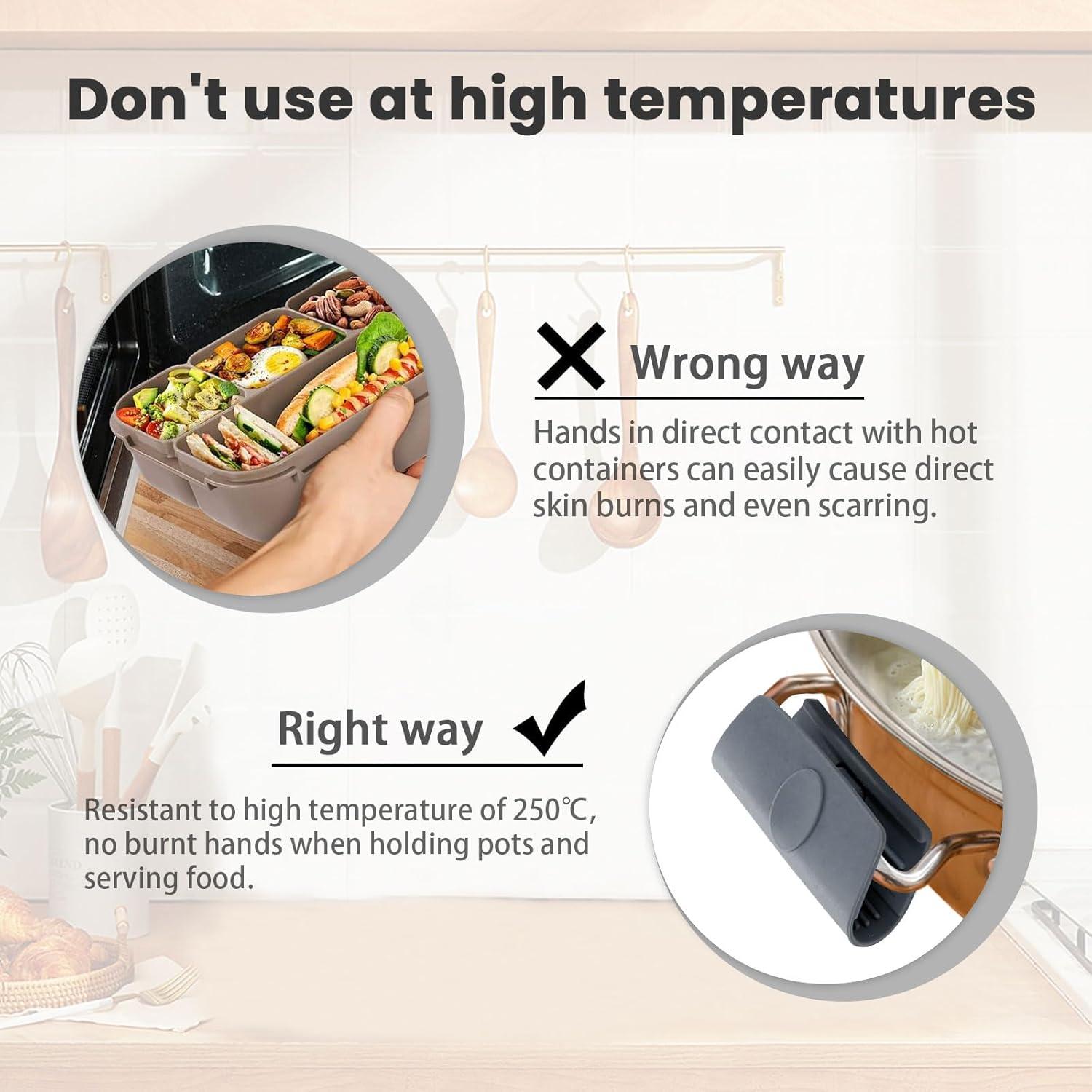 Agarraderas de Silicona BangBoom 6 Piezas Gris Resistentes al Calor