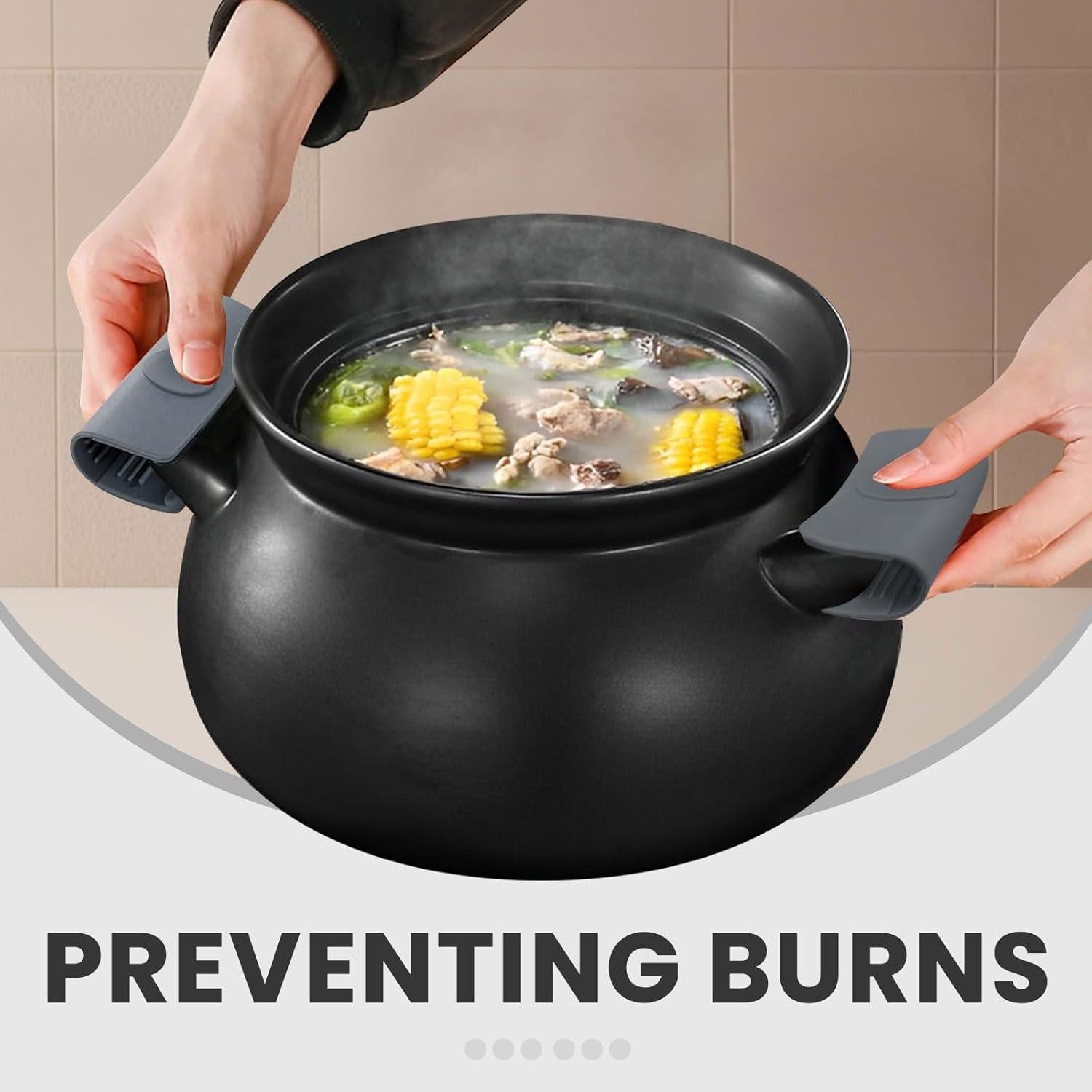 Agarraderas de Silicona BangBoom 6 Piezas Gris Resistentes al Calor