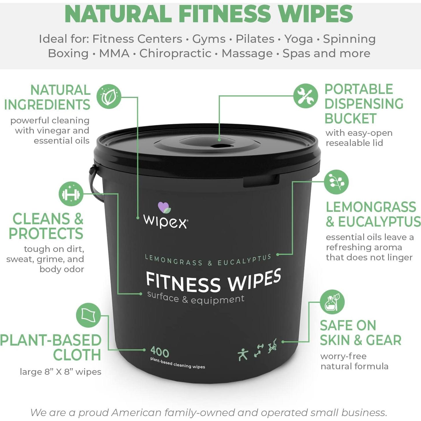 Toallitas Naturales Wipex para Equipos de Fitness - 400 Unidades