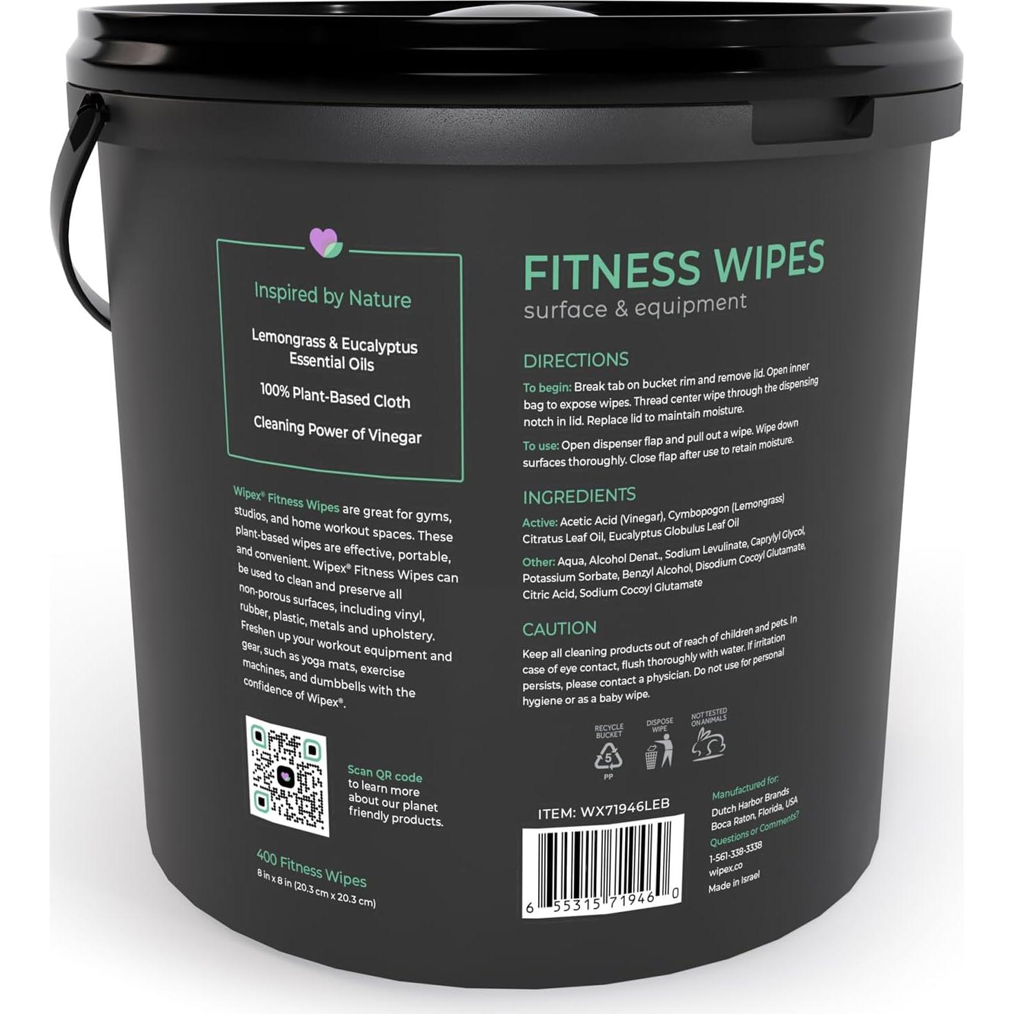 Toallitas Naturales Wipex para Equipos de Fitness - 400 Unidades