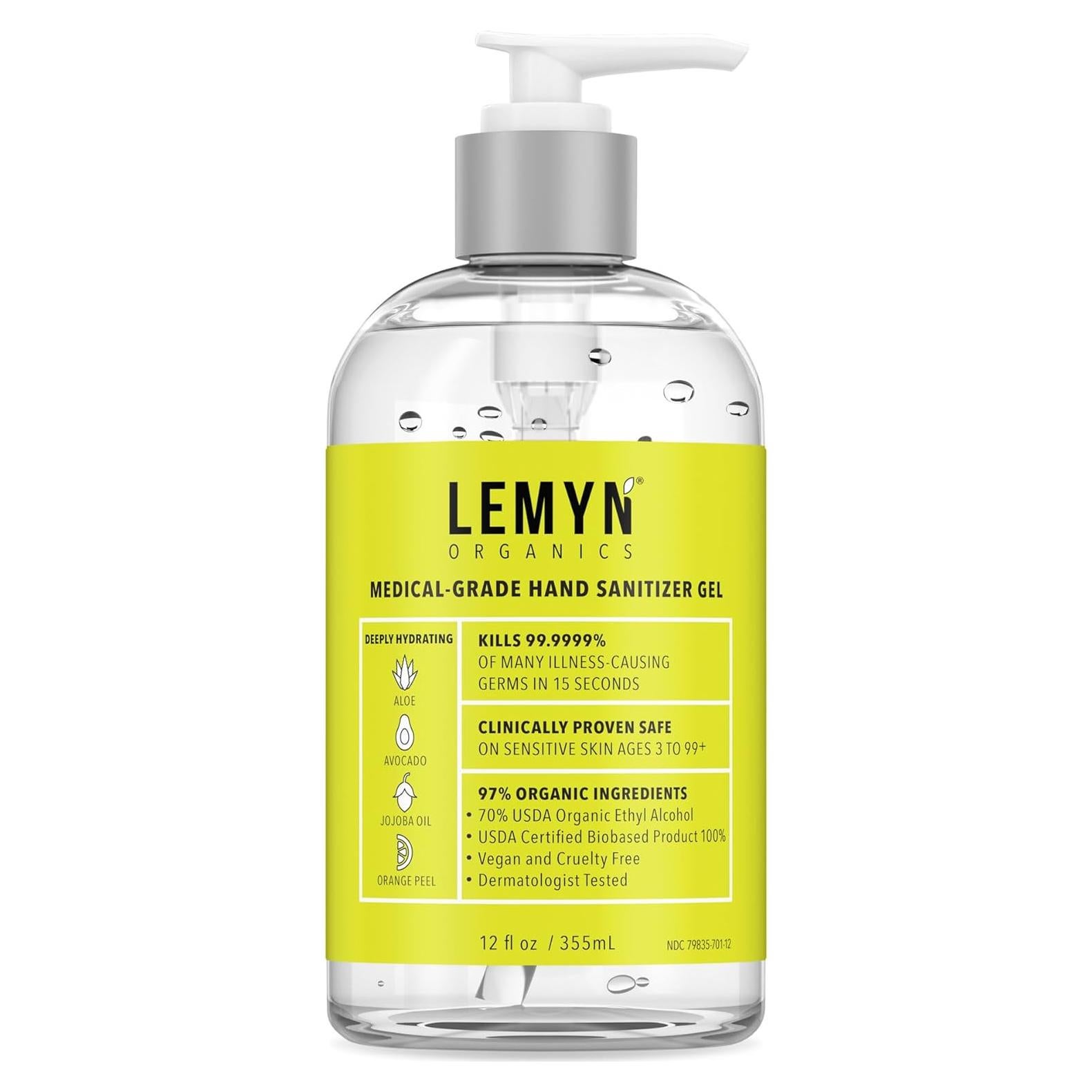 Gel desinfectante de manos Lemyn Organics 355 ml 70% alcohol