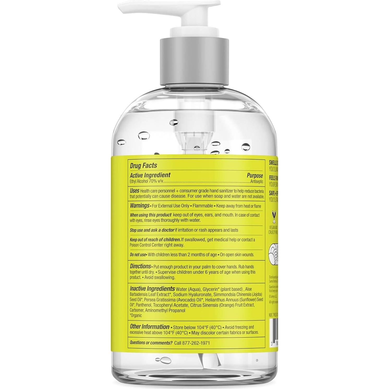 Gel desinfectante de manos Lemyn Organics 355 ml 70% alcohol