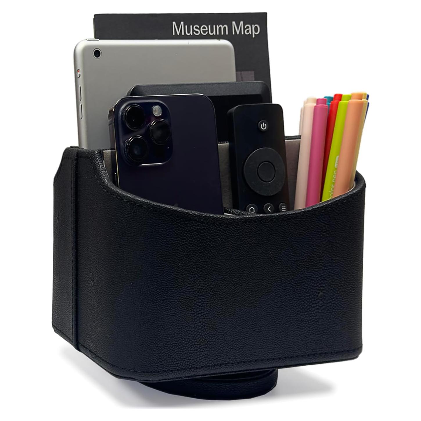 Organizador de Escritorio Rotativo UnionBasic, Negro Cuero Sintético