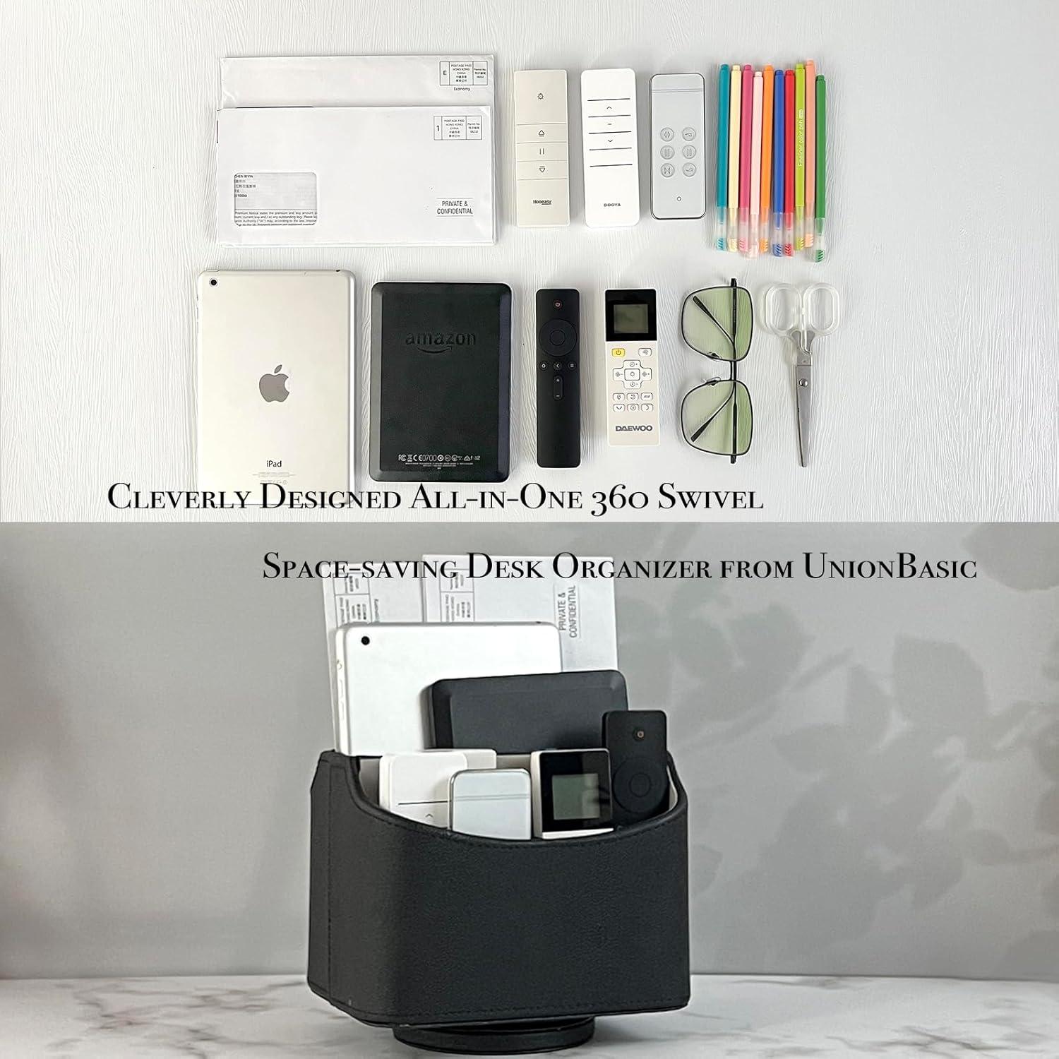 Organizador de Escritorio Rotativo UnionBasic, Negro Cuero Sintético