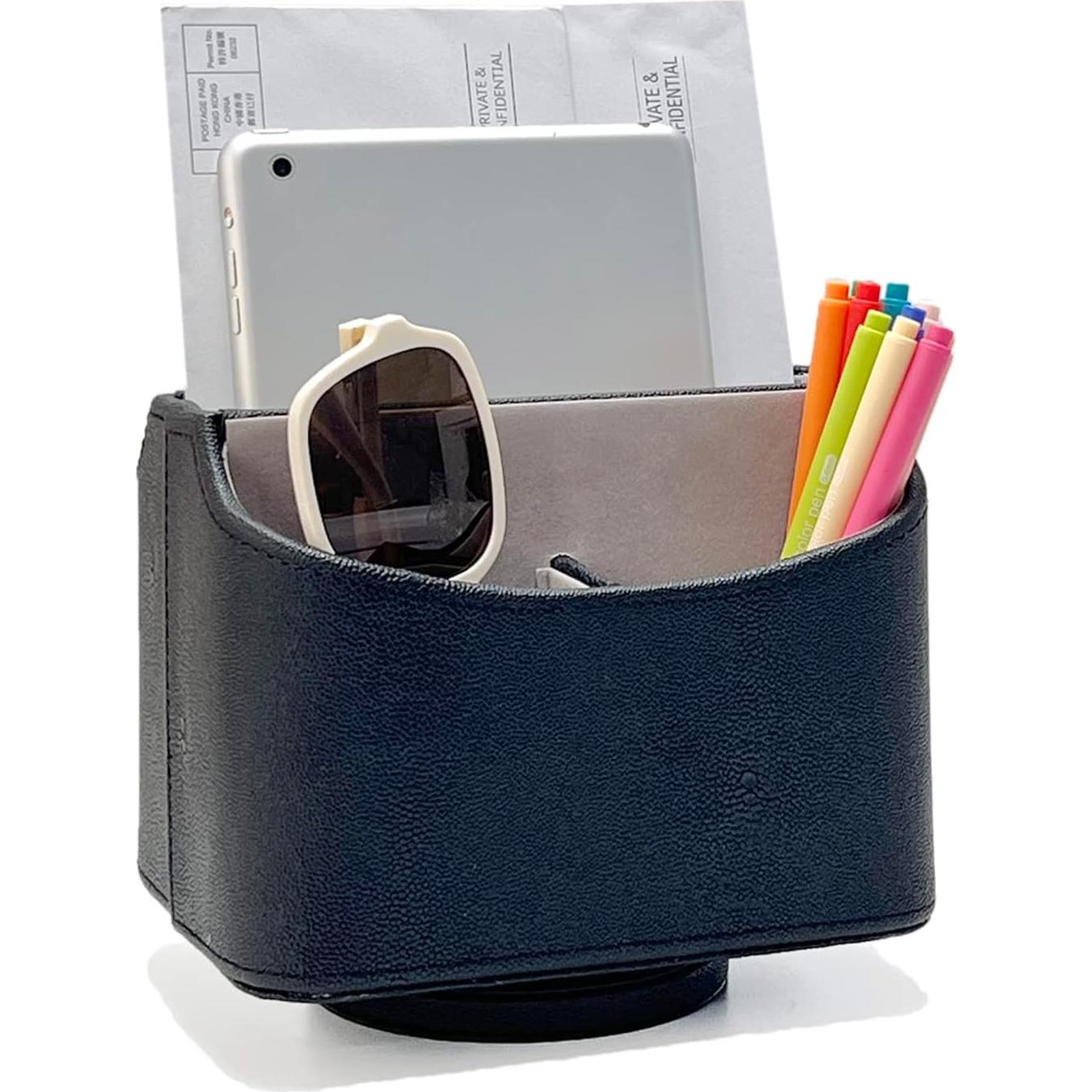 Organizador de Escritorio Rotativo UnionBasic, Negro Cuero Sintético