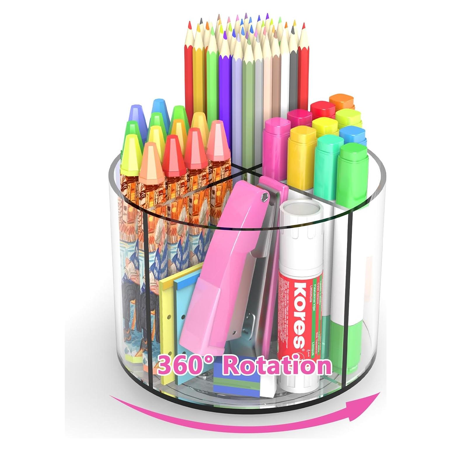 Organizador de Escritorio Giratorio Wawocs Acrílico 4 Compartimentos