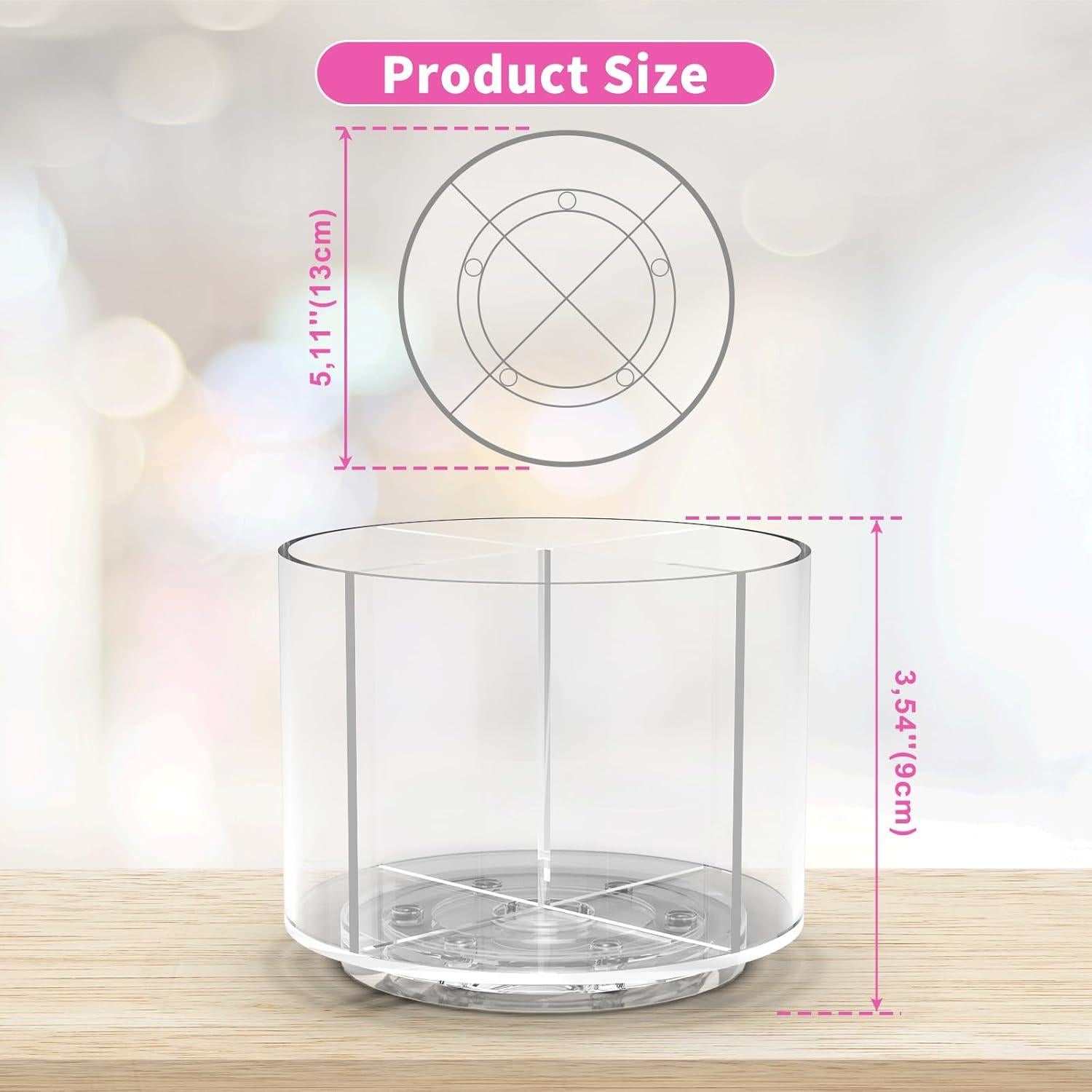 Organizador de Escritorio Giratorio Wawocs Acrílico 4 Compartimentos